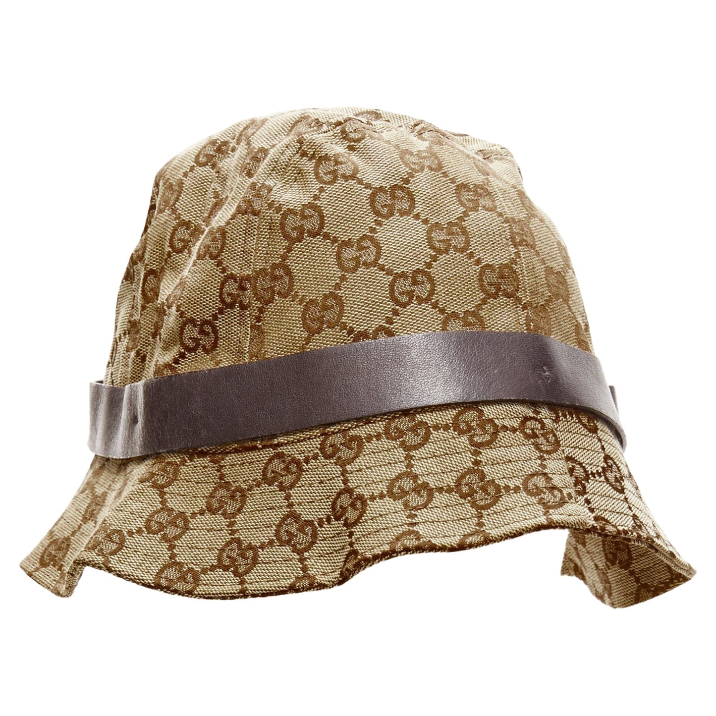 Gucci GG monogram leather trim bucket hat