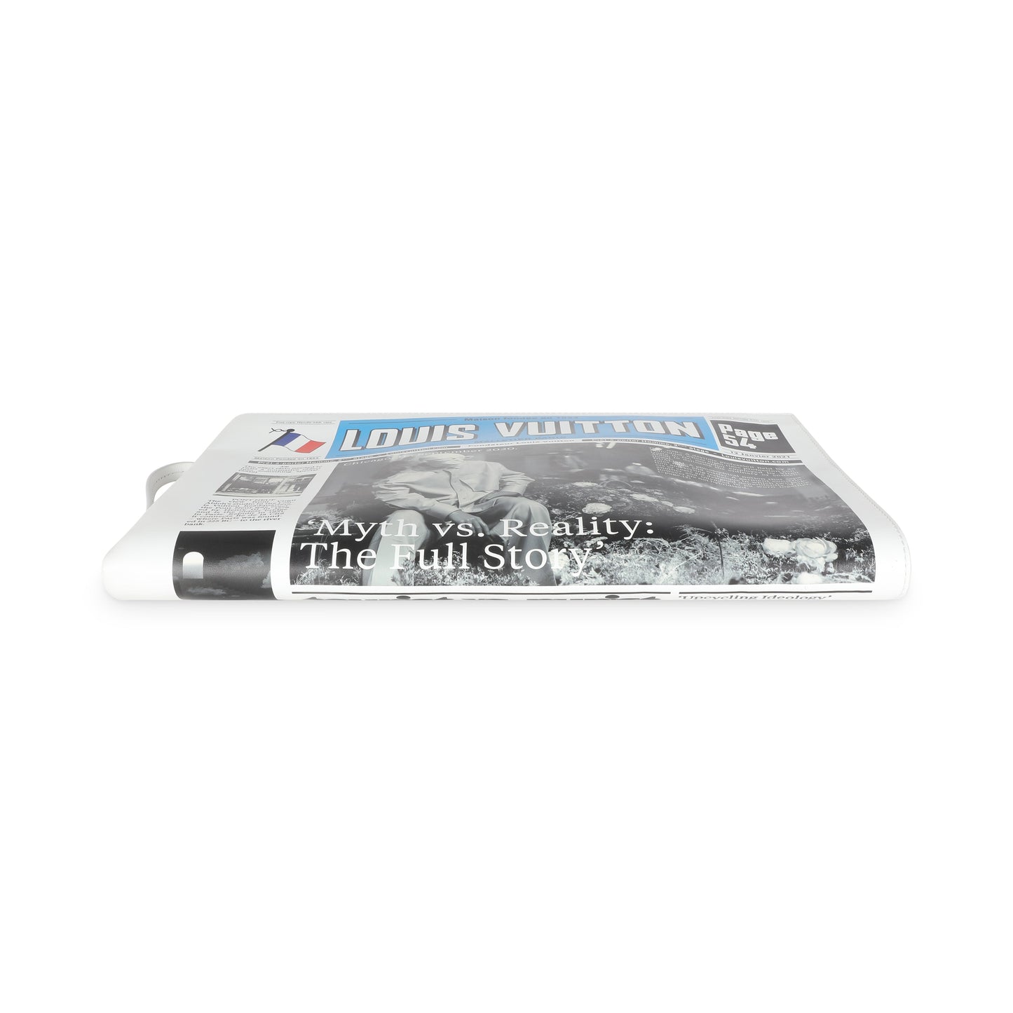 Louis Vuitton White Multicolor Calfskin Newspaper Print Pouch