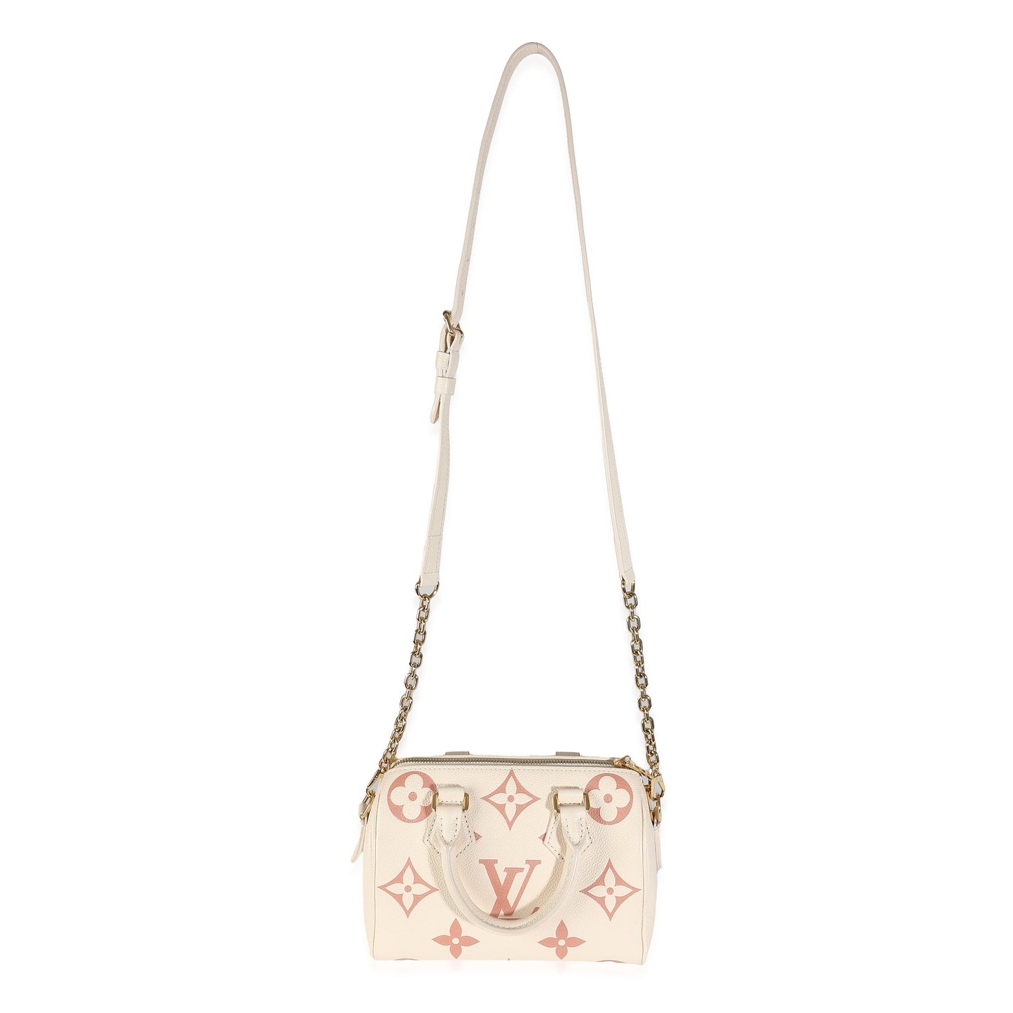 Louis Vuitton Creme Rose Trianon Empreinte Monogram Giant Speedy Bandouliere 20