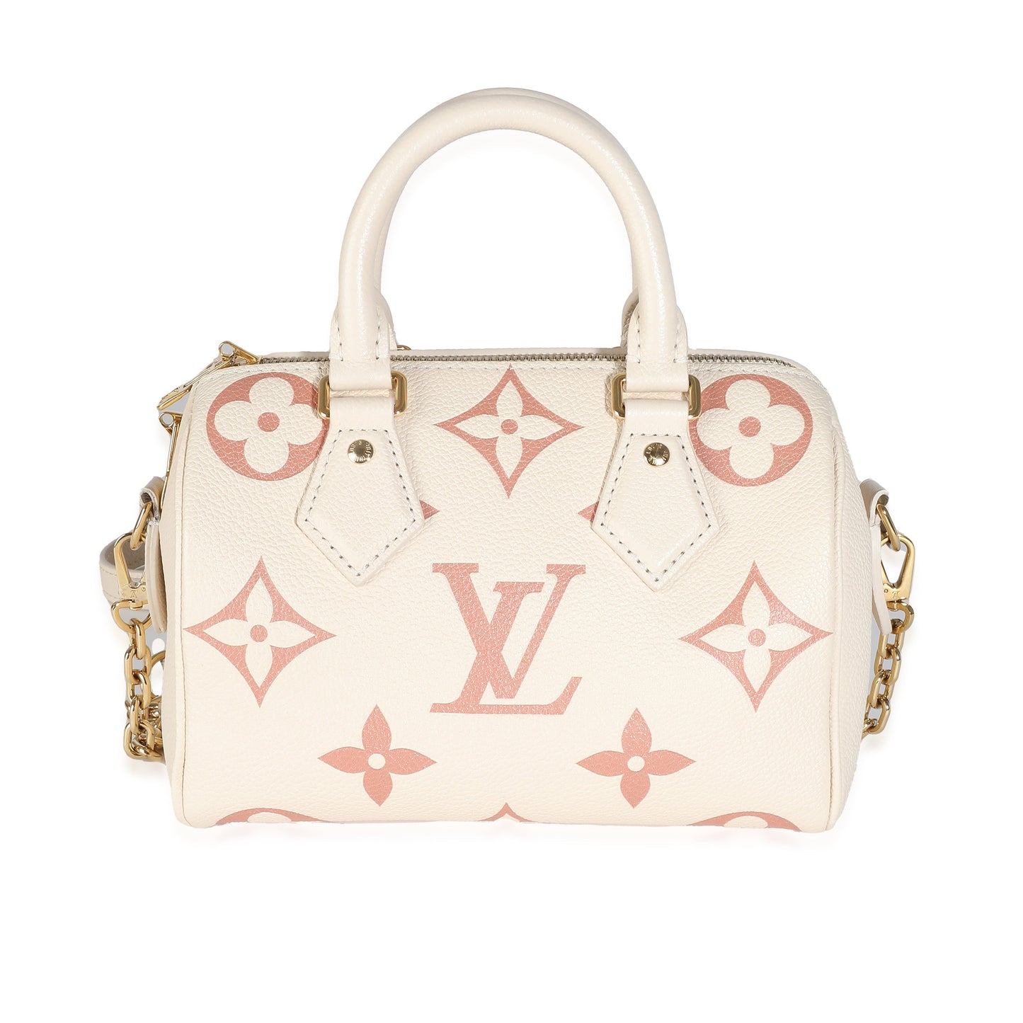 Louis Vuitton Creme Rose Trianon Empreinte Monogram Giant Speedy Bandouliere 20