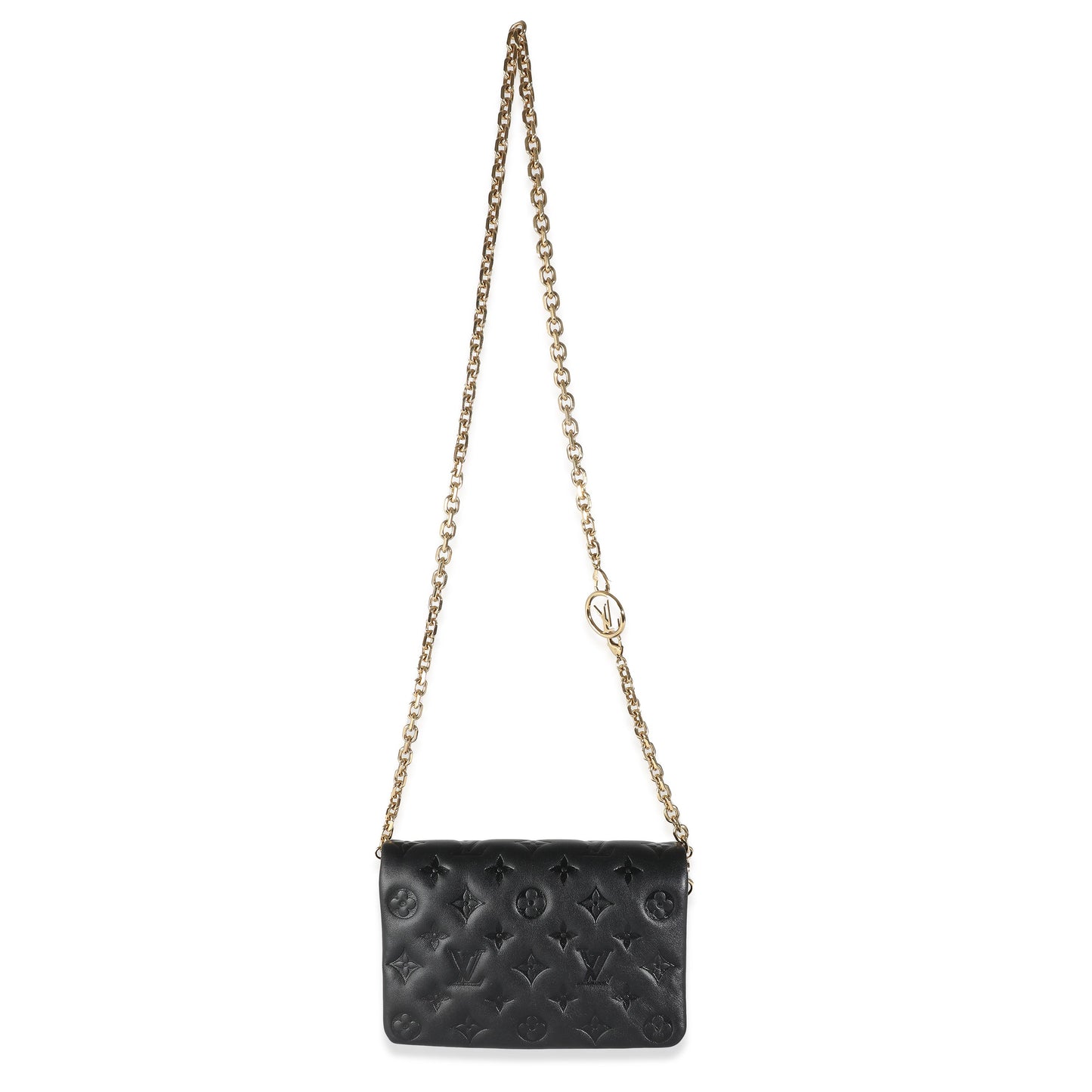 Louis Vuitton Black Monogram Embossed Puffy Lambskin Pochette Coussin