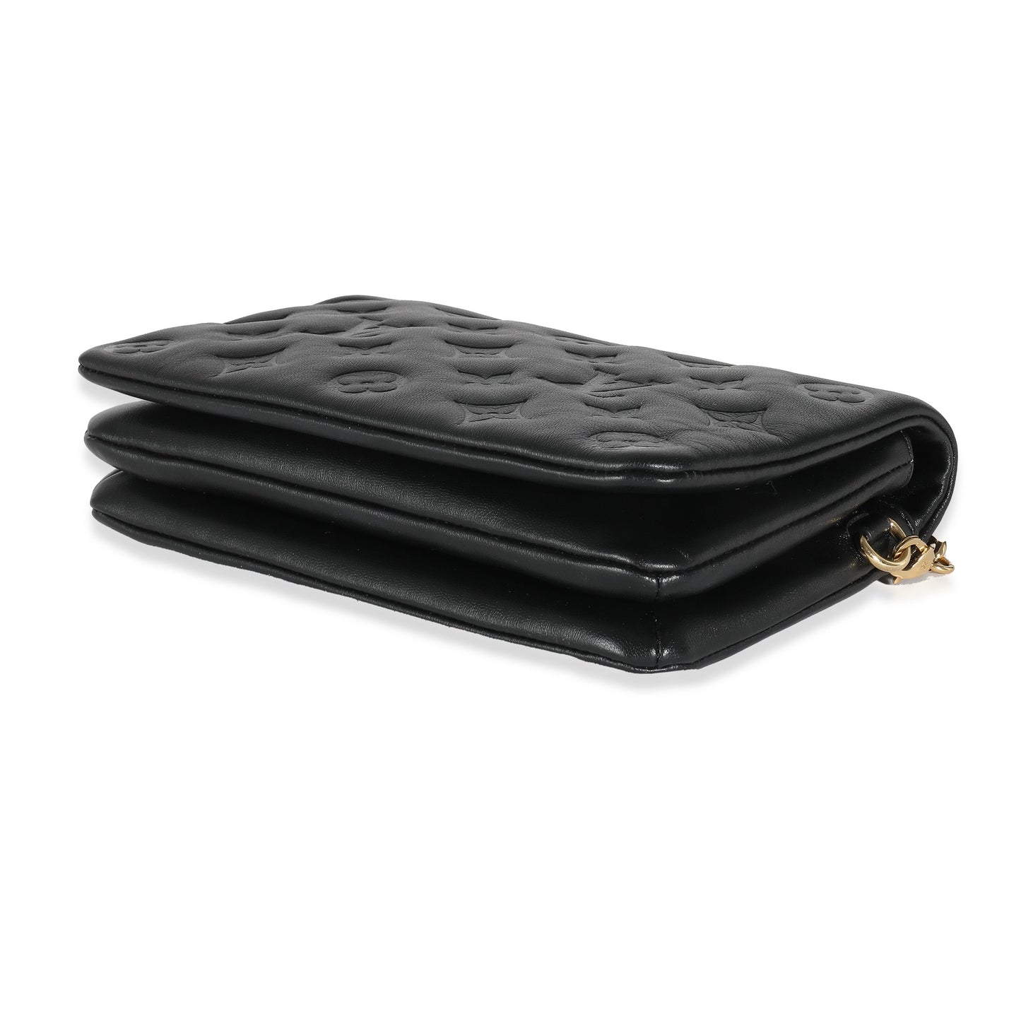 Louis Vuitton Black Monogram Embossed Puffy Lambskin Pochette Coussin