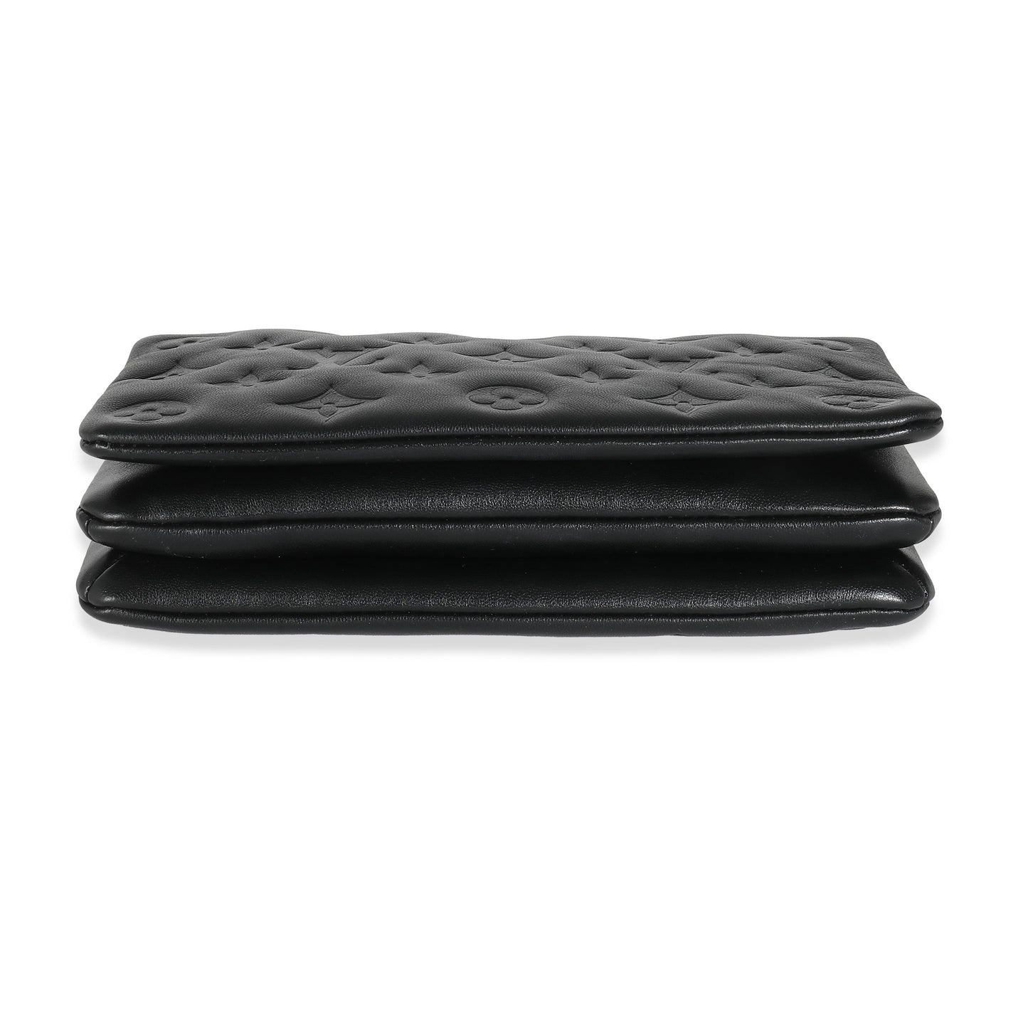 Louis Vuitton Black Monogram Embossed Puffy Lambskin Pochette Coussin
