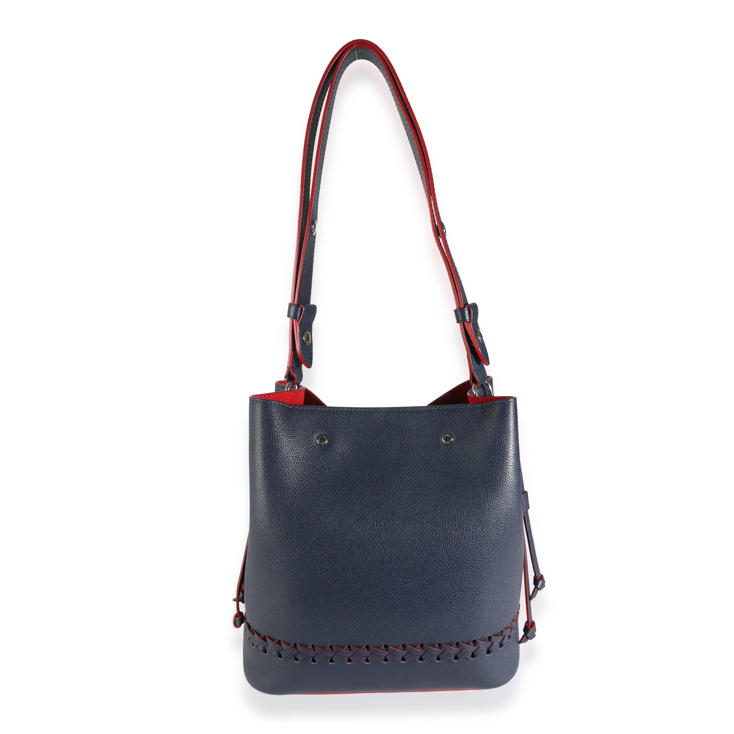 Louis Vuitton Marine Rouge Taurillon Braided Lockme Bucket Bag