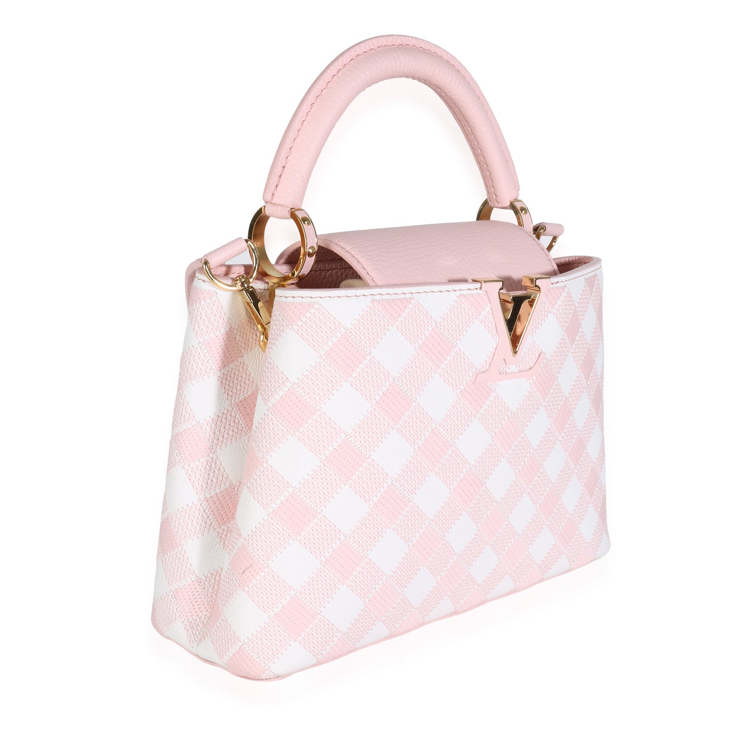 Louis Vuitton Light Pink Embroidered Taurillon Vichy Capucines BB
