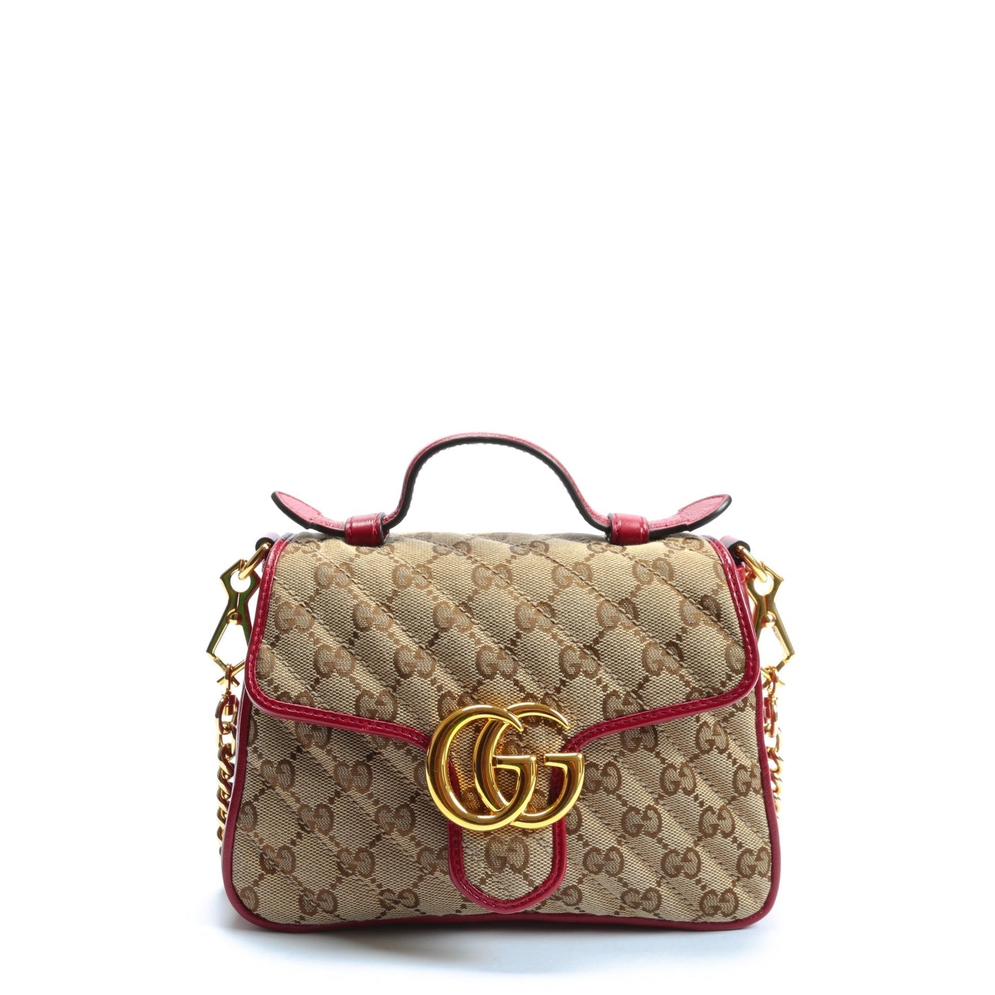 Luxury Gucci GG Marmont Mini Tote - Canvas w/Red Trim