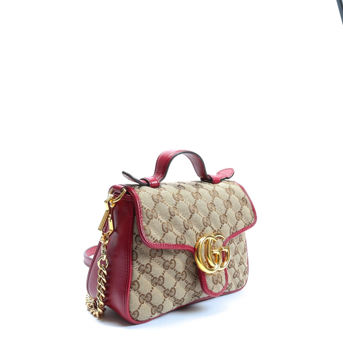 Luxury Gucci GG Marmont Mini Tote - Canvas w/Red Trim