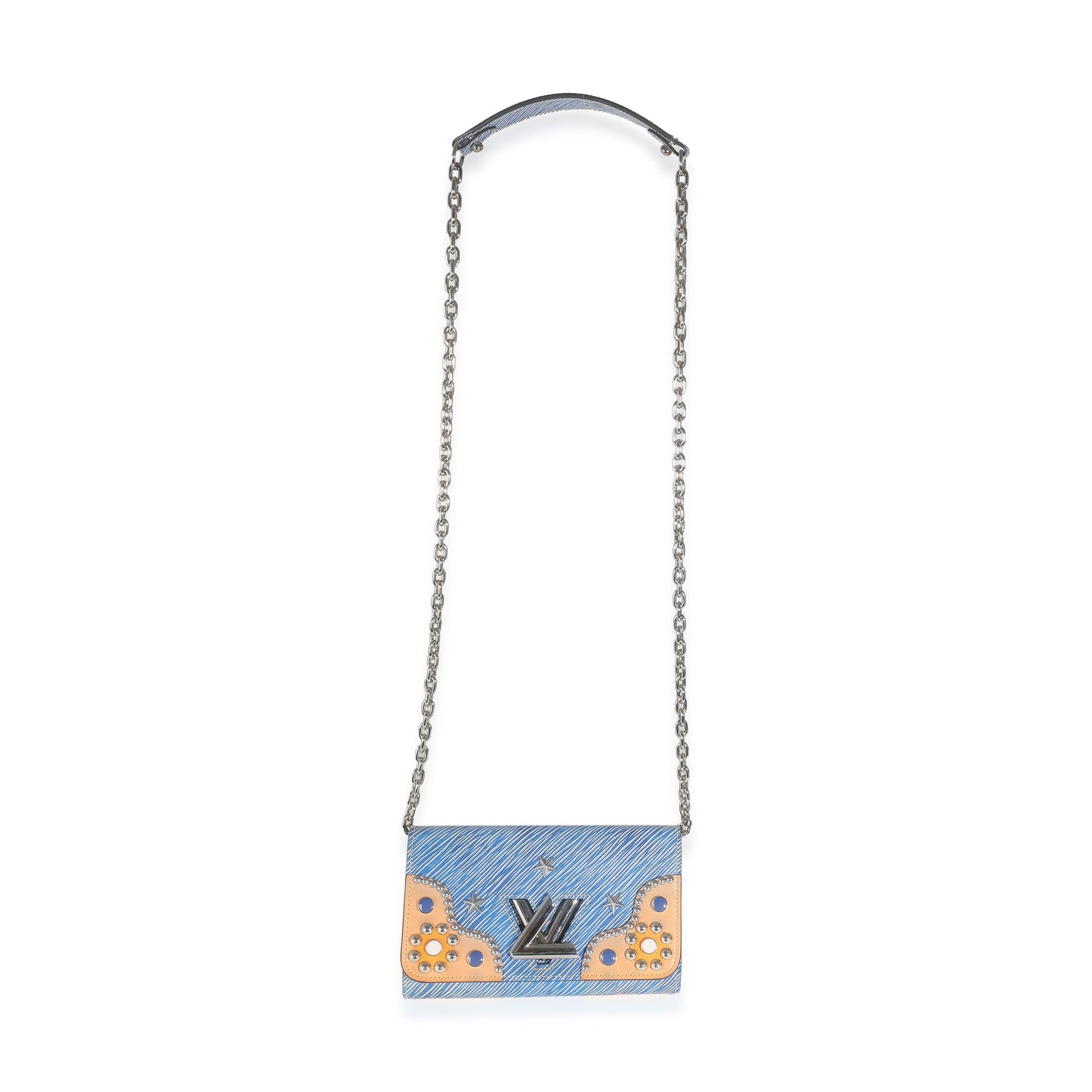 Louis Vuitton Blue Epi Studded Twist Chain Wallet
