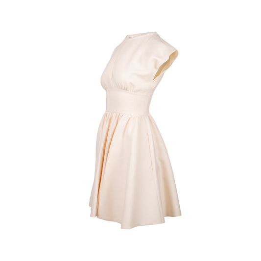Luxury Dior Size 34 Sleeveless Mini Dress Wool/Silk Ecru