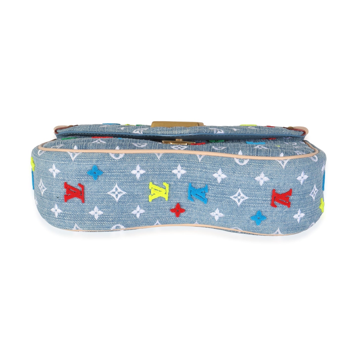 Louis Vuitton Blue Embroidered Monogram Denim New Wave MM