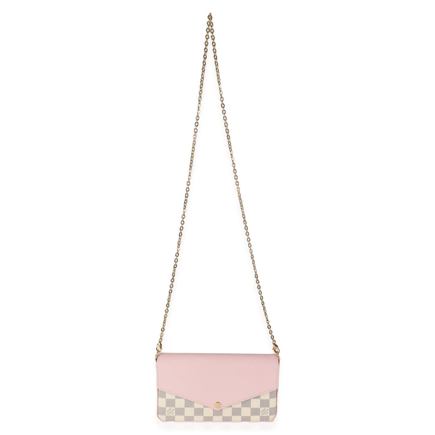 Louis Vuitton Eau De Rose Calfskin Damier Azur Canvas Felicie Pochette
