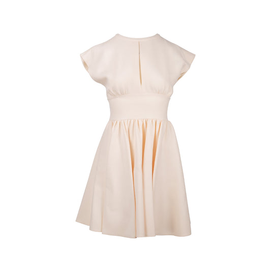 Luxury Dior Size 34 Sleeveless Mini Dress Wool/Silk Ecru