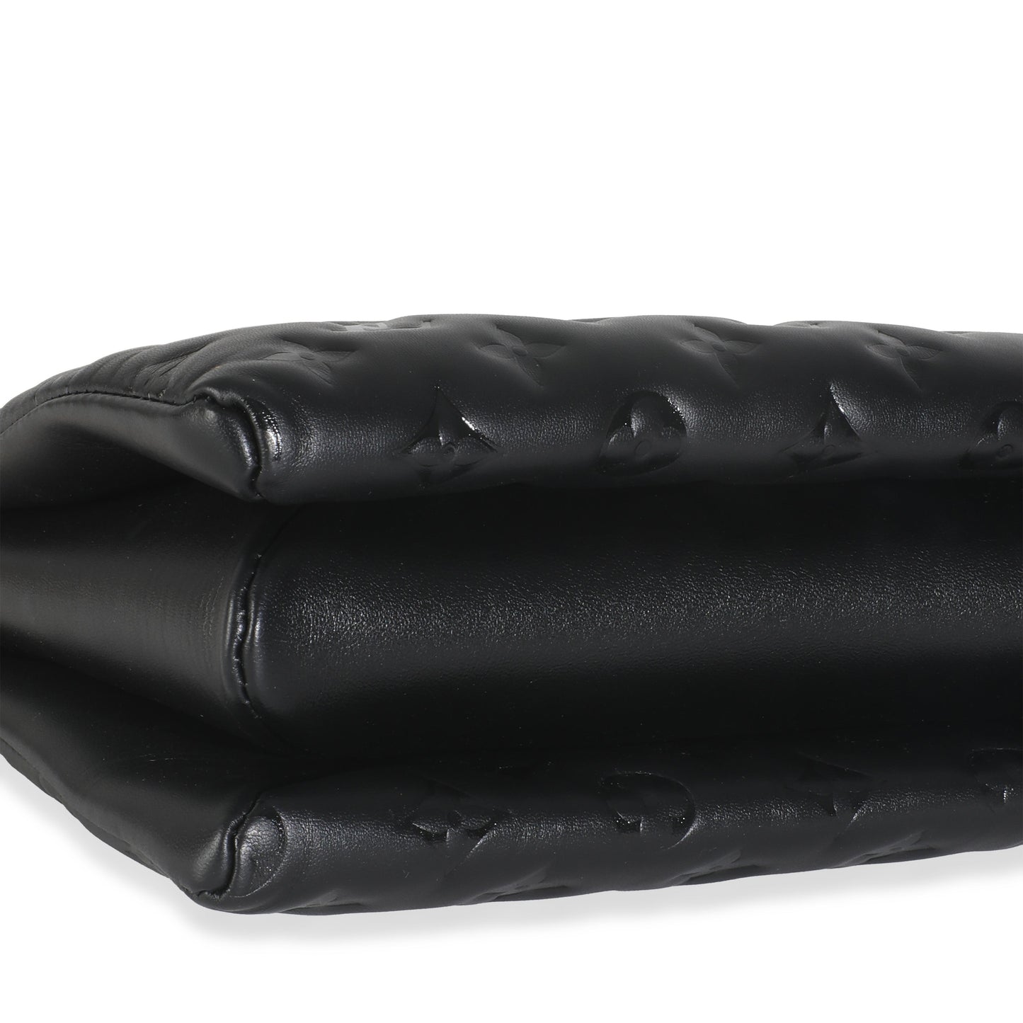 Louis Vuitton Black Lambskin Embossed Monogram Coussin PM