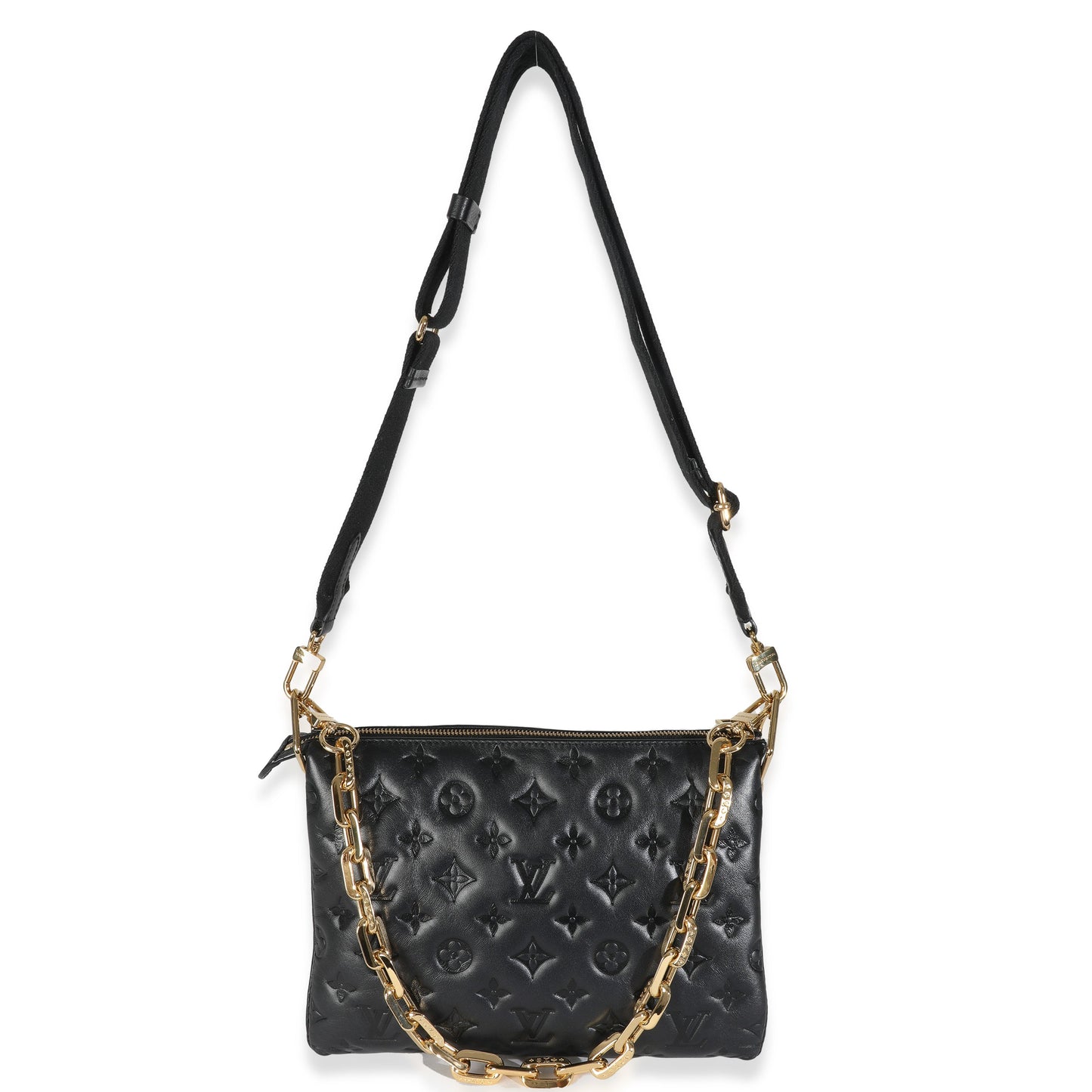 Louis Vuitton Black Monogram Embossed Lambskin Coussin PM