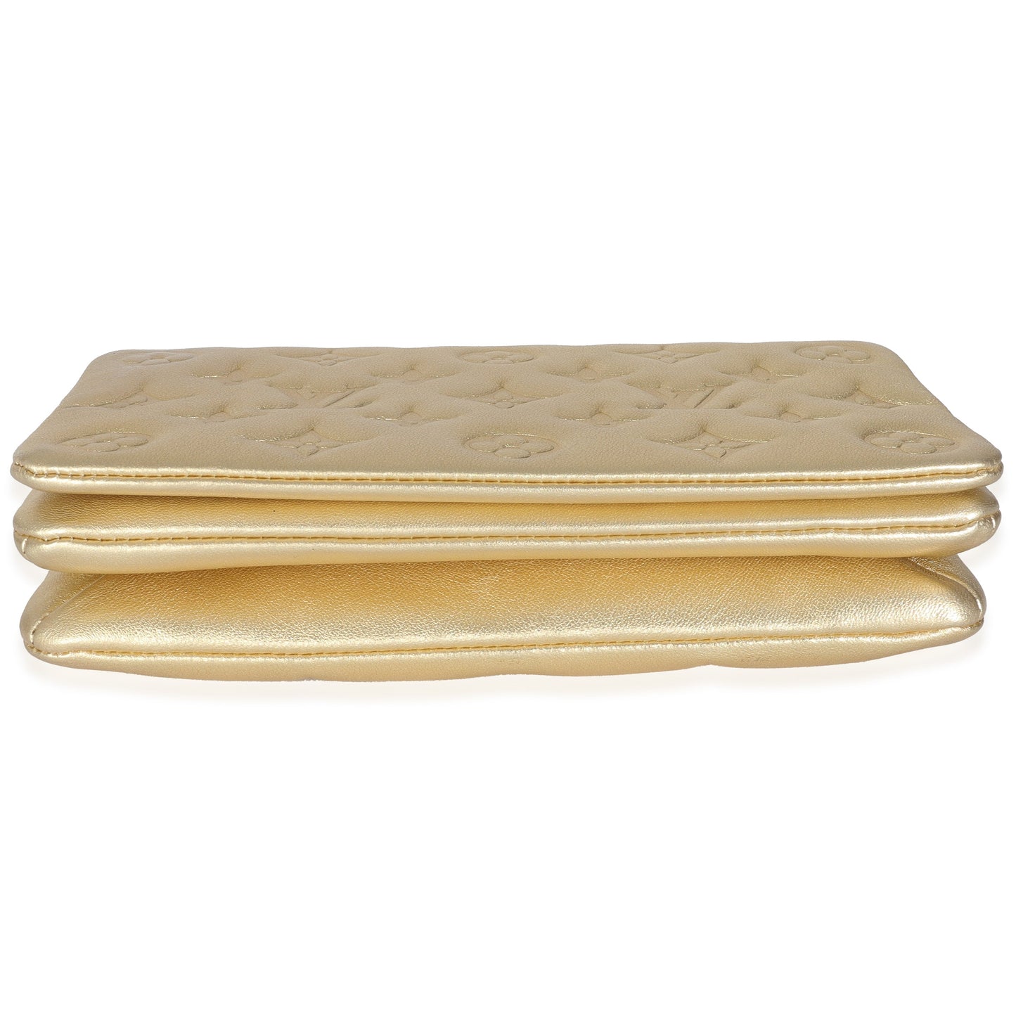 Louis Vuitton Gold Metallic Lambskin Embossed Monogram Pochette Coussin