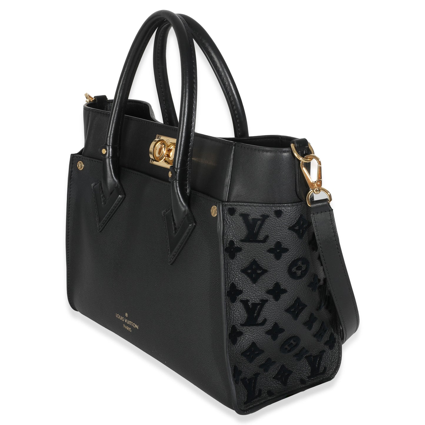 Louis Vuitton Black Calfskin Monogram Tufting On My Side MM