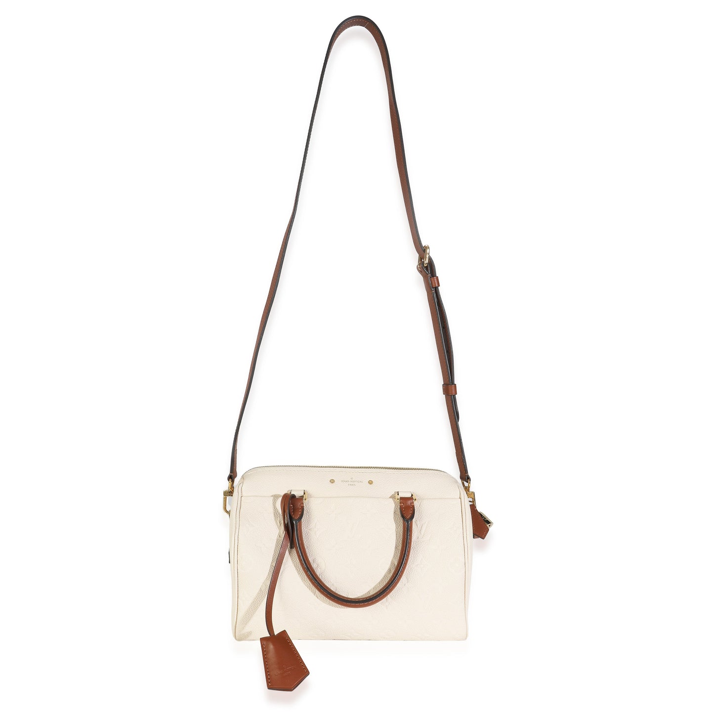 Louis Vuitton Cream Empreinte Caramel Calfskin Speedy Bandouliere 25 NM