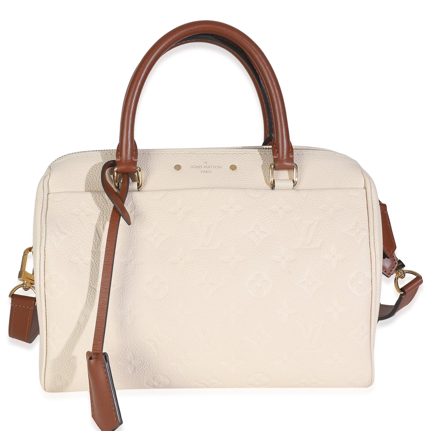 Louis Vuitton Cream Empreinte Caramel Calfskin Speedy Bandouliere 25 NM