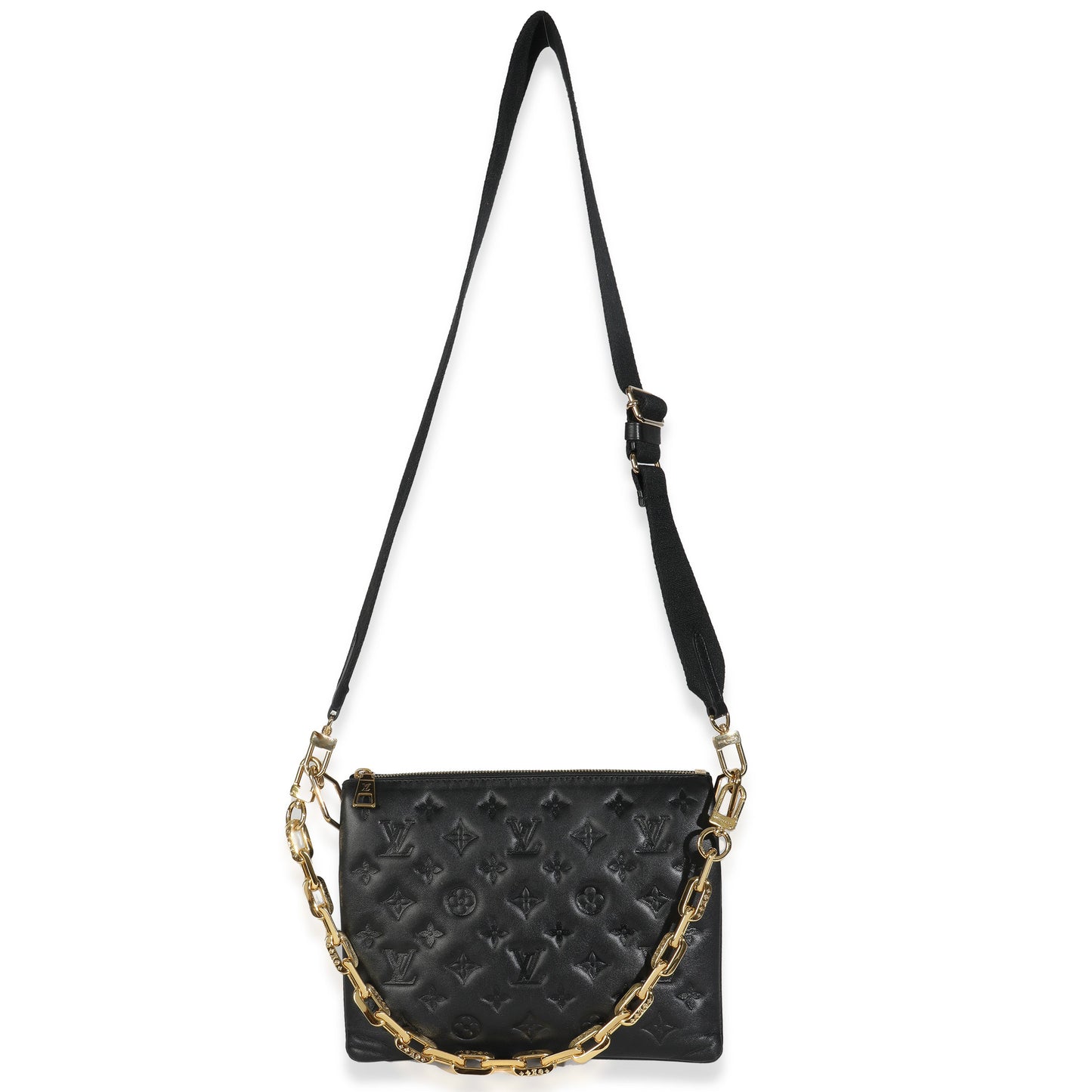 Louis Vuitton Black Monogram Embossed Lambskin Coussin PM
