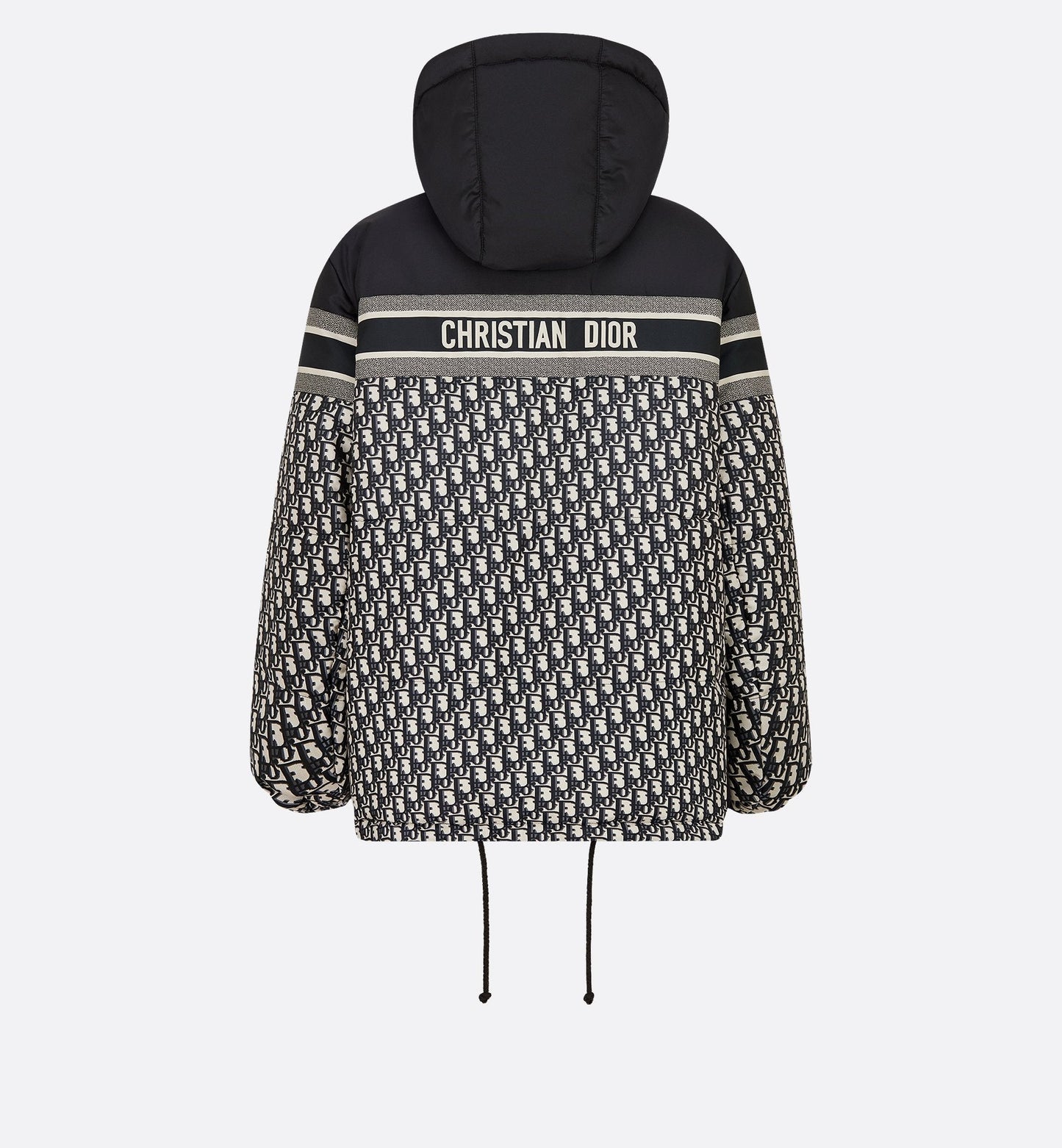 Reversible Long Puffer Jacket Blue And Ecru Luxury Dior Oblique Quilted Technical Taffeta