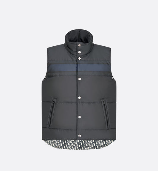 Reversible Puffer Vest Blue And Ecru Luxury Dior Oblique Quilted Technical Taffeta