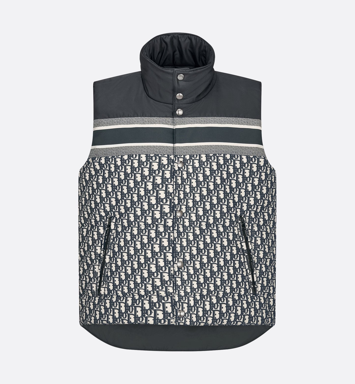 Reversible Puffer Vest Blue And Ecru Luxury Dior Oblique Quilted Technical Taffeta