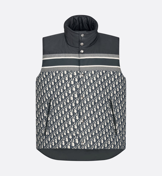Reversible Puffer Vest Blue And Ecru Luxury Dior Oblique Quilted Technical Taffeta