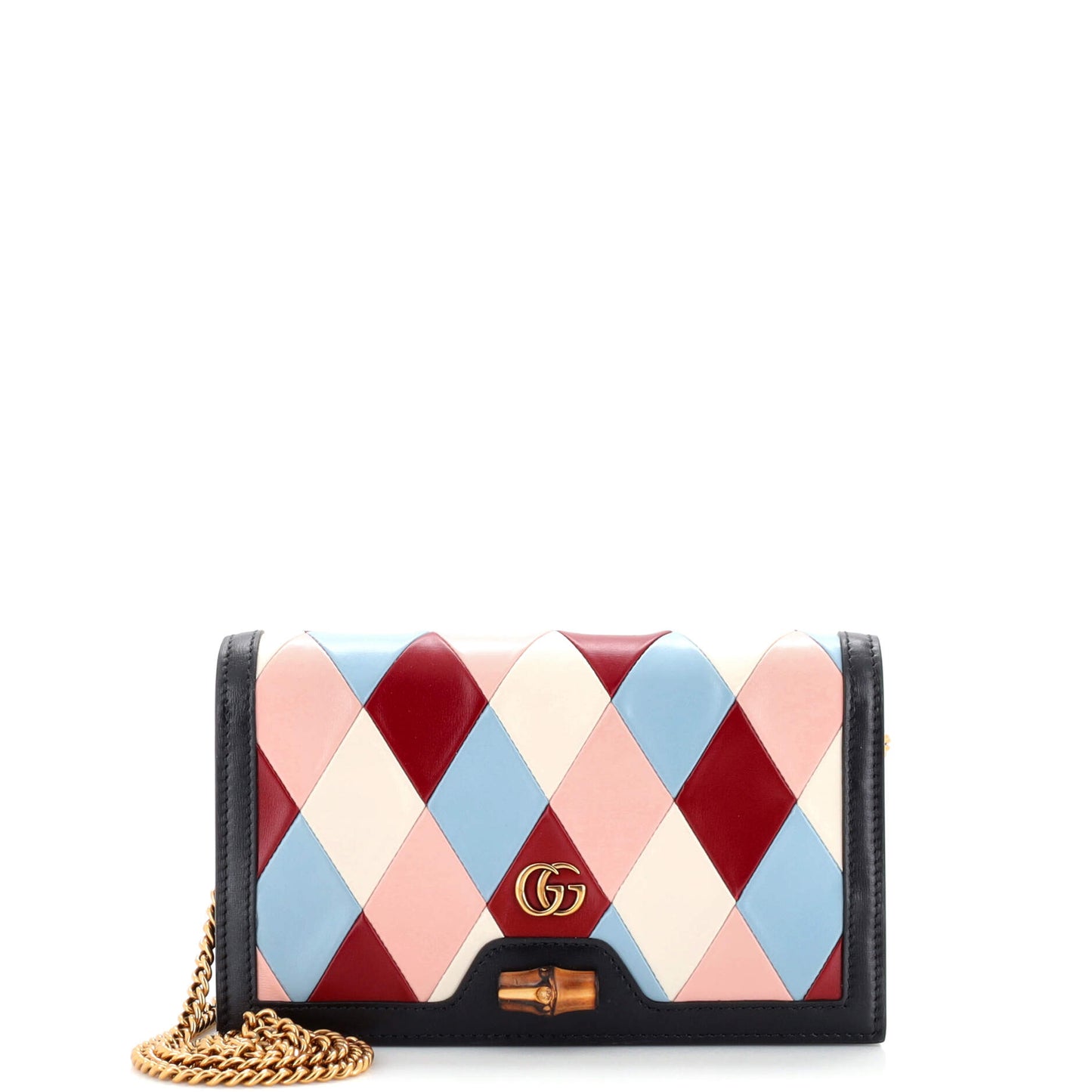 Luxury Gucci Trending 2025 Diana Wallet on Chain Patchwork Leather