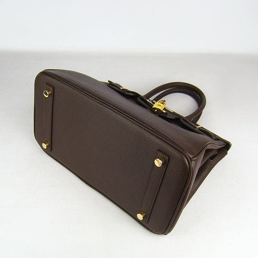 Luxury Hermes Birkin 30cm Togo Leather Handbags Dark Coffee Golden