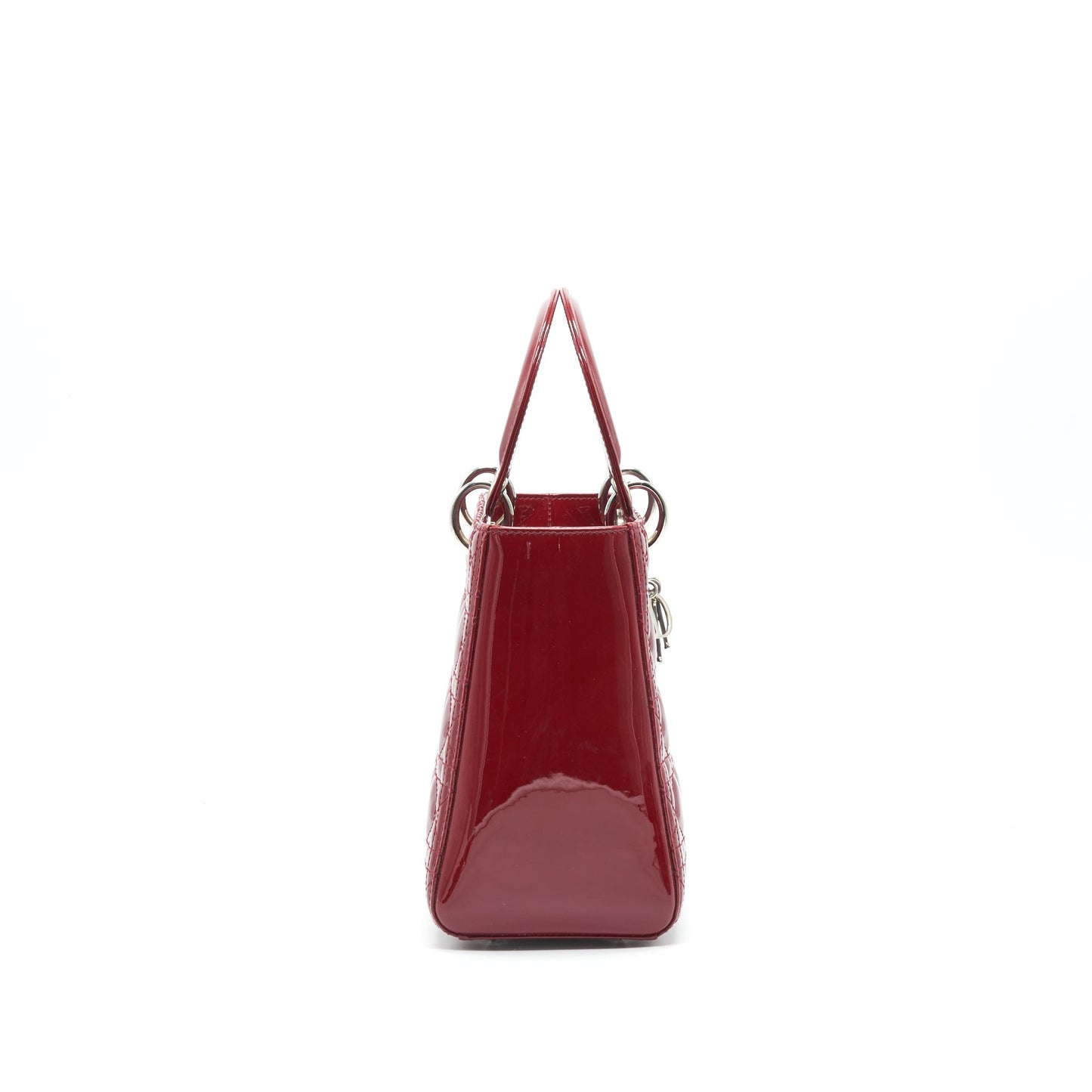 CHRISTIAN Luxury Dior MEDIUM LADY Luxury Dior RED PATENT LEATHER BAG SHW