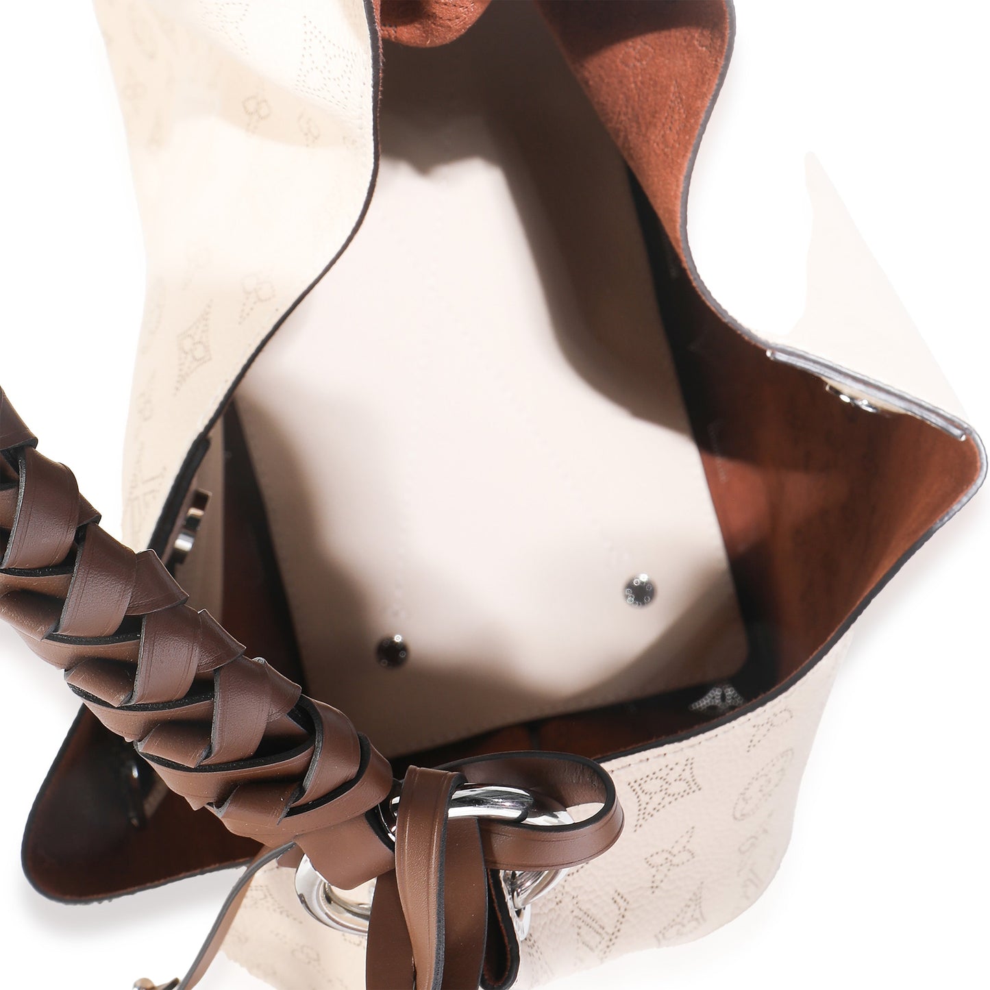Louis Vuitton Creme Monogram Mahina Carmel Hobo