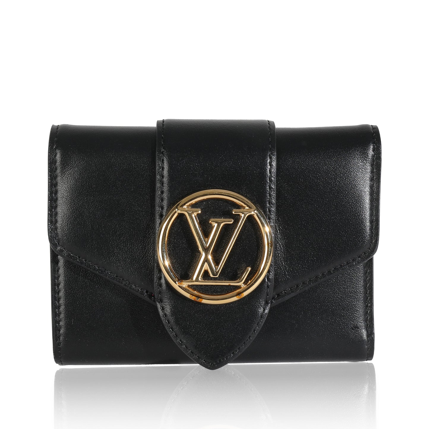 Louis Vuitton Black Smooth Calfskin LV Pont 9 Compact Wallet