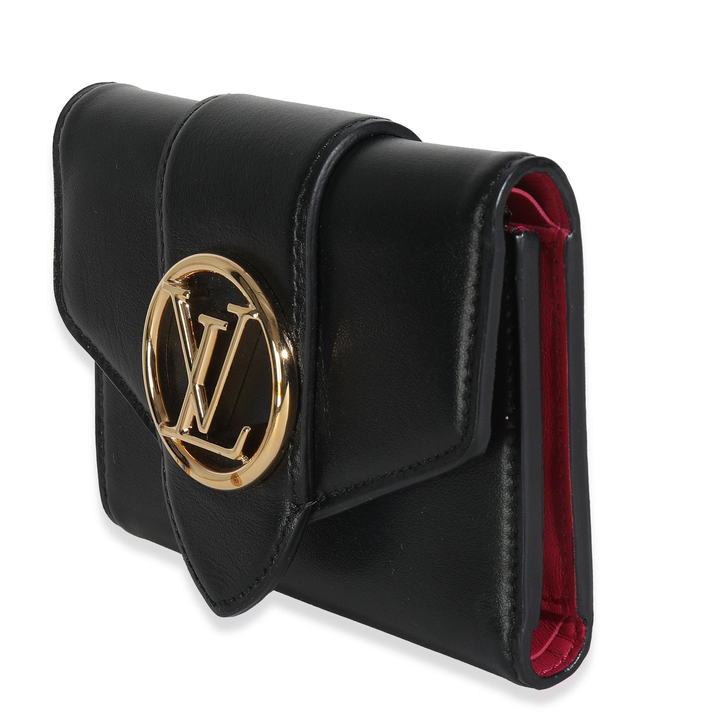 Louis Vuitton Black Smooth Calfskin LV Pont 9 Compact Wallet