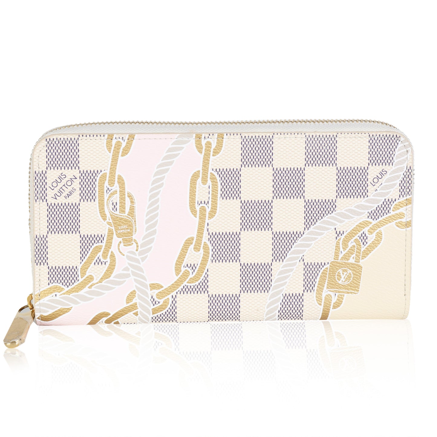 Louis Vuitton Gold Damier Azur Canvas Nautical Zippy Wallet