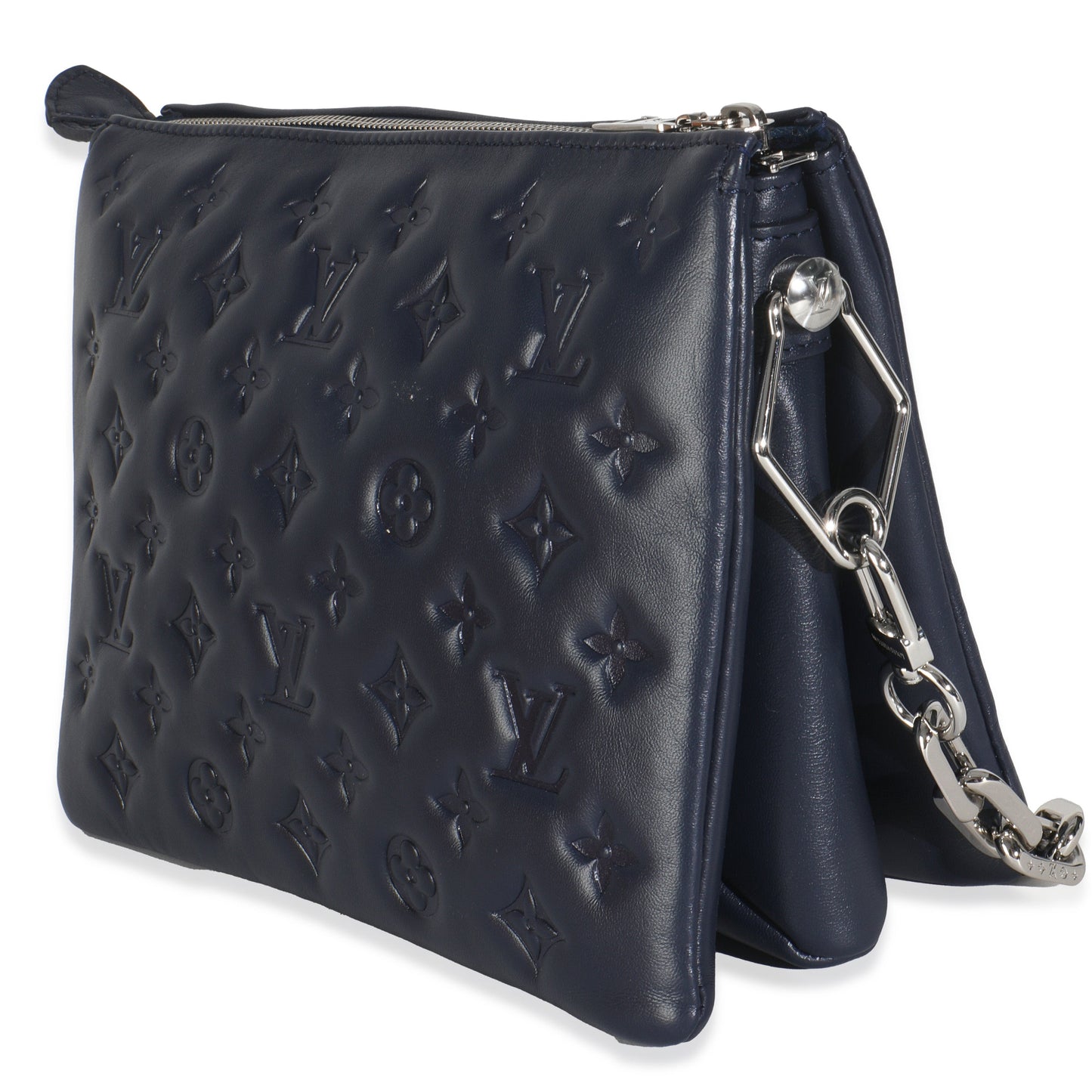 Louis Vuitton Navy Monogram Embossed Lambskin Coussin PM