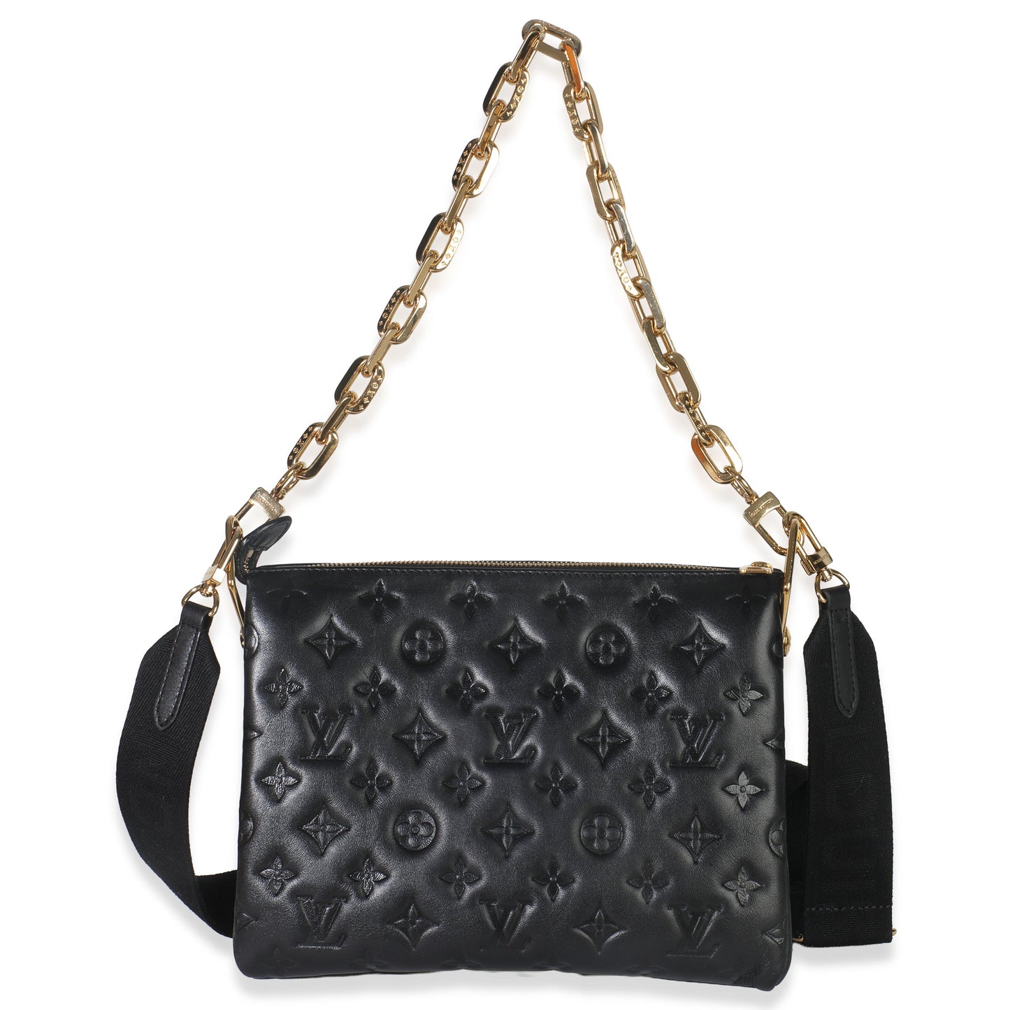 Louis Vuitton Black Monogram Embossed Lambskin Coussin PM