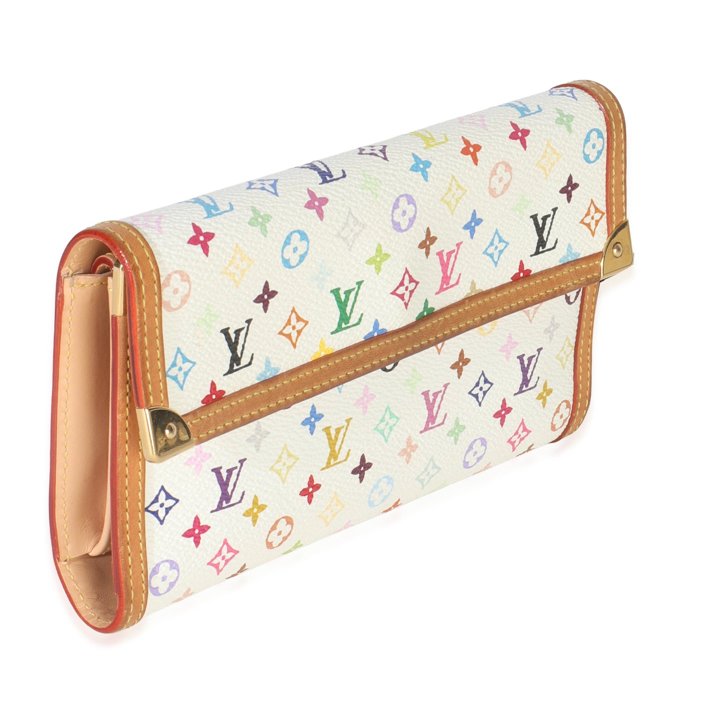Louis Vuitton White Multicolor Canvas International Wallet