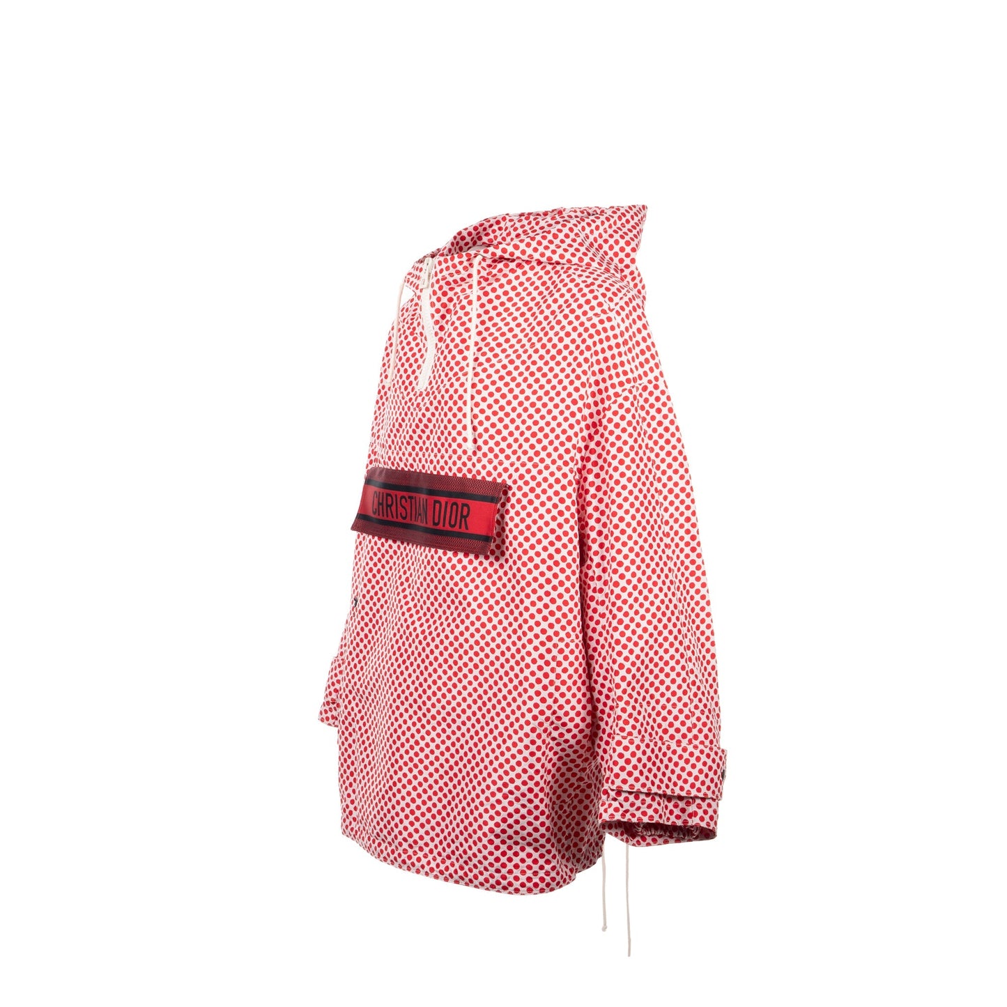 Luxury Dior Size M Christian Luxury Dior Signature Band Hooded Anorak Coat Polyester Red/White