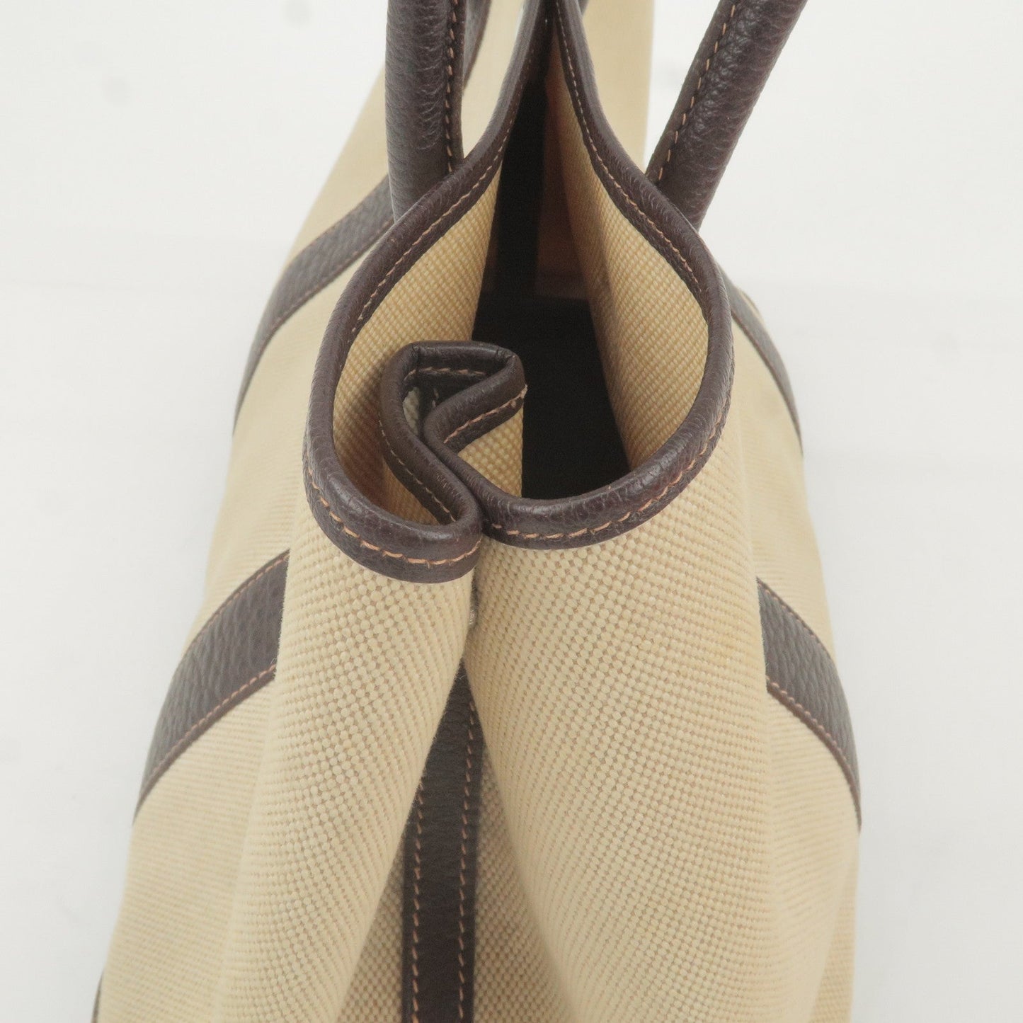 Luxury Hermes Canvas Leather Garden Party PM Tote Bag Beige G Stamp