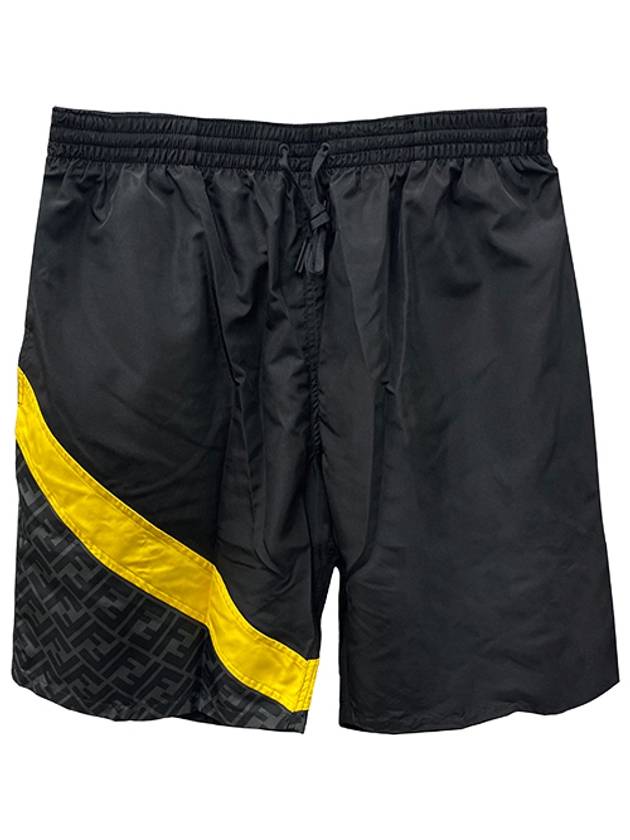 Luxury Fendi FF Logo Nylon Swim Shorts Black