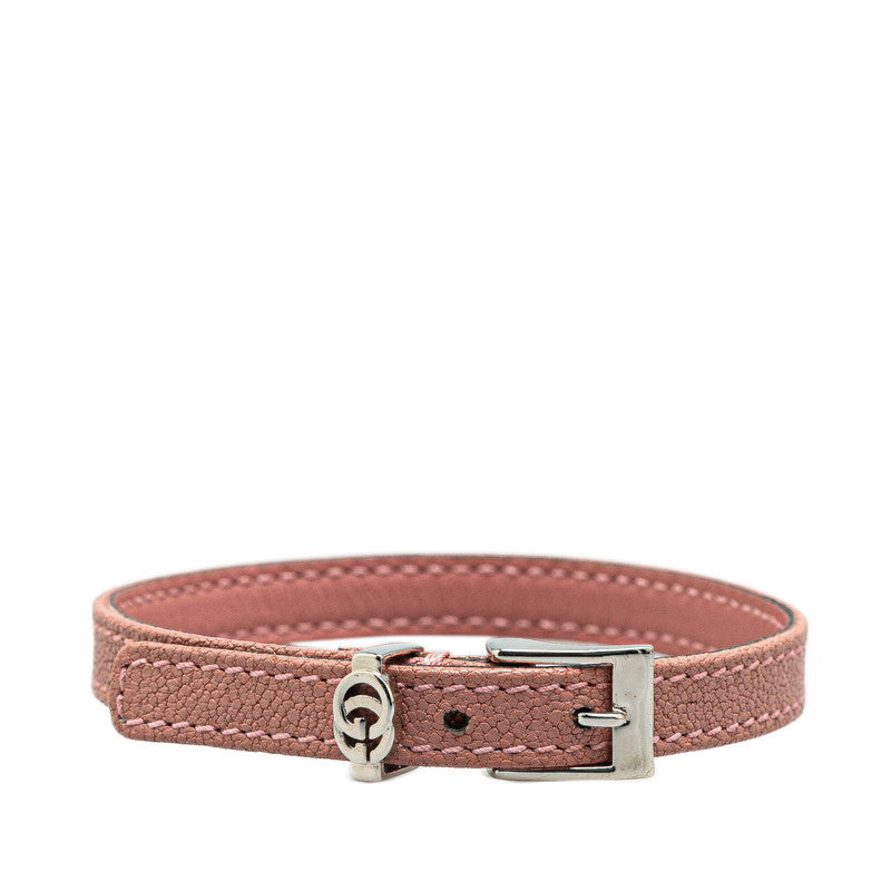 Gucci GG Logo Leather Metal Bracelet