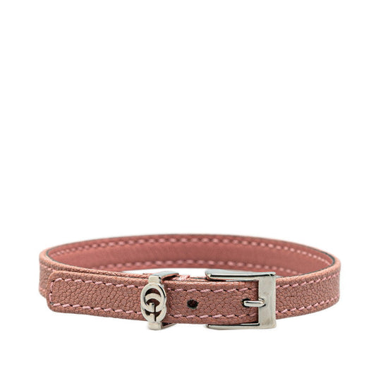 Gucci GG Logo Leather Metal Bracelet