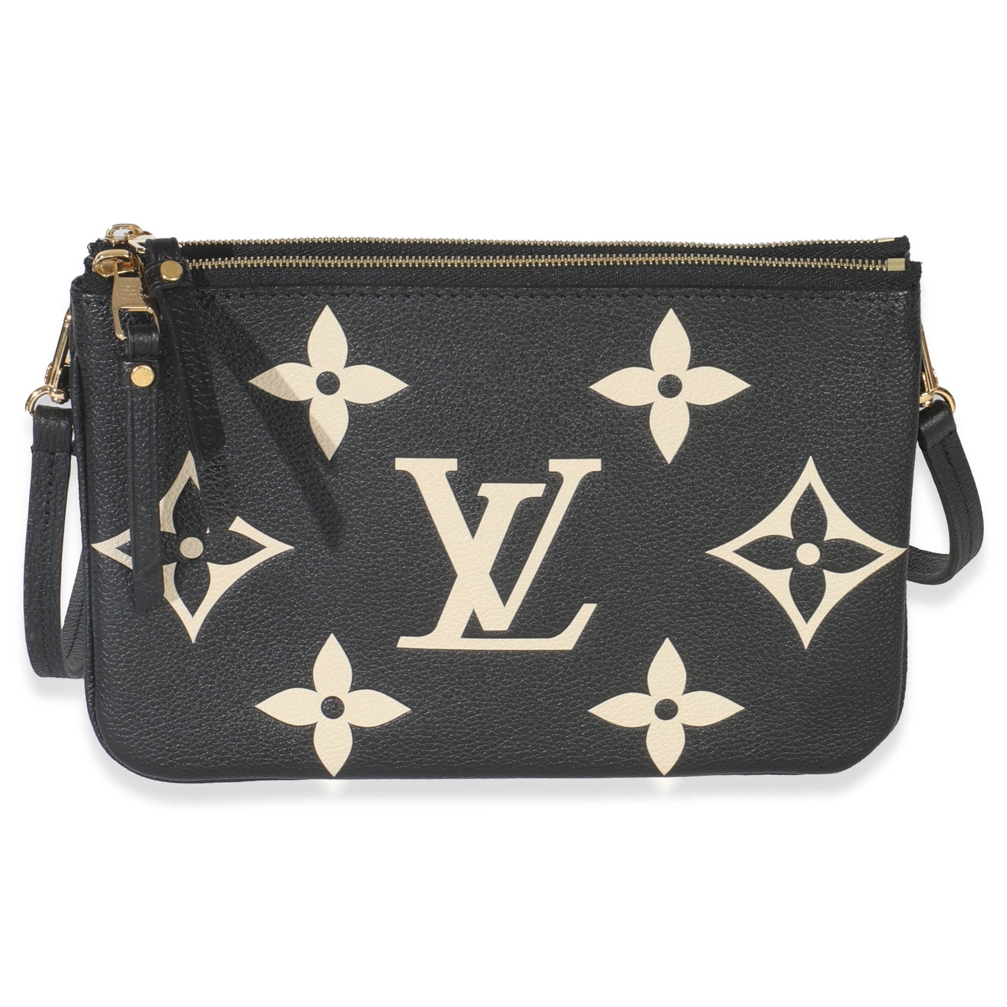 Louis Vuitton Black Cream Giant Monogram Empreinte Double Zip Pochette