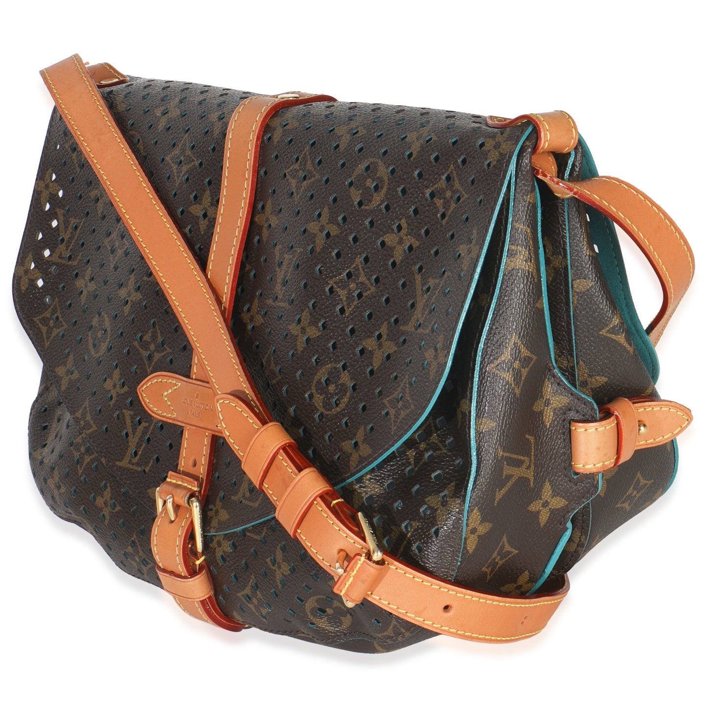 Louis Vuitton Teal Monogram Canvas Flore Perforated Saumur