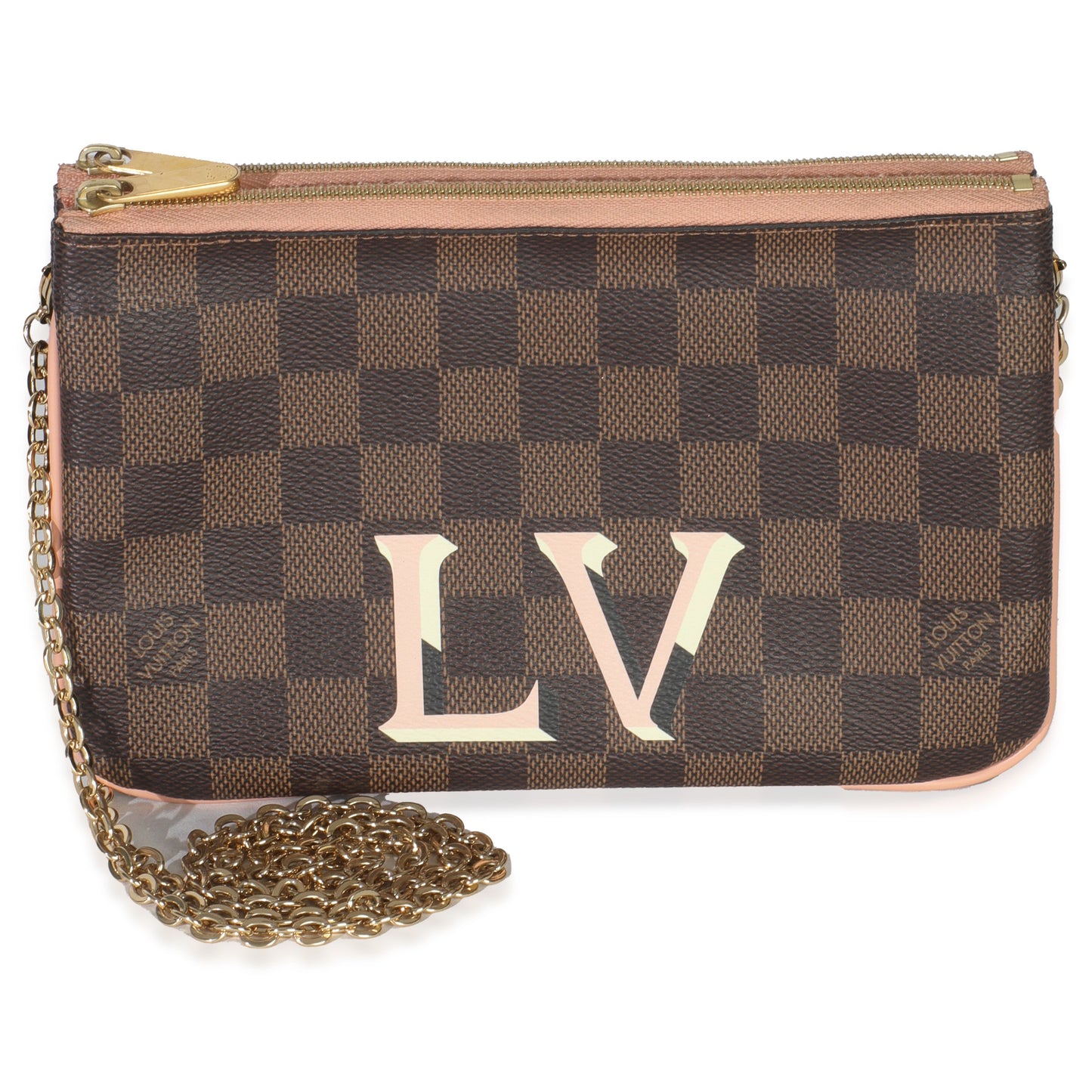 Louis Vuitton Damier Ebene Canvas Double Zip Pochette