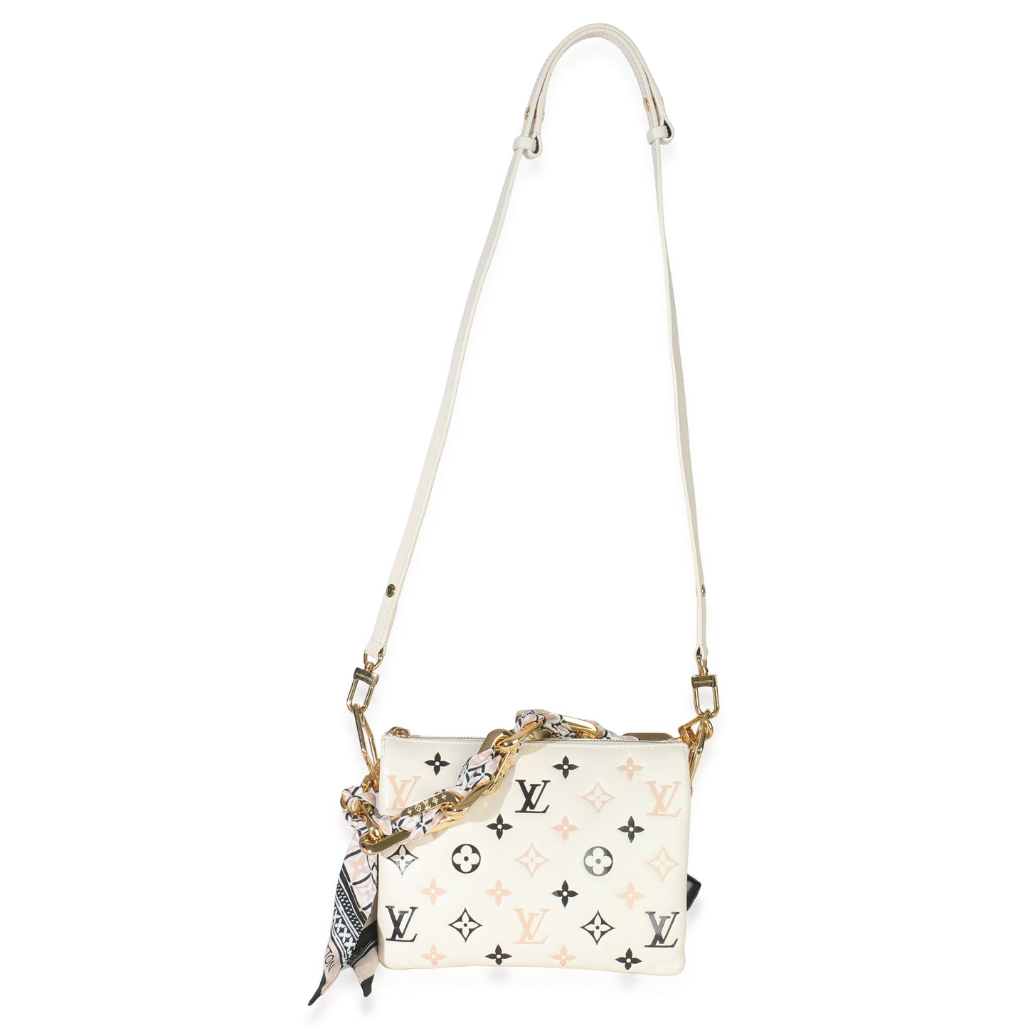 Louis Vuitton Beige Lambskin Embossed Monogram Tricolor By The Pool Coussin BB