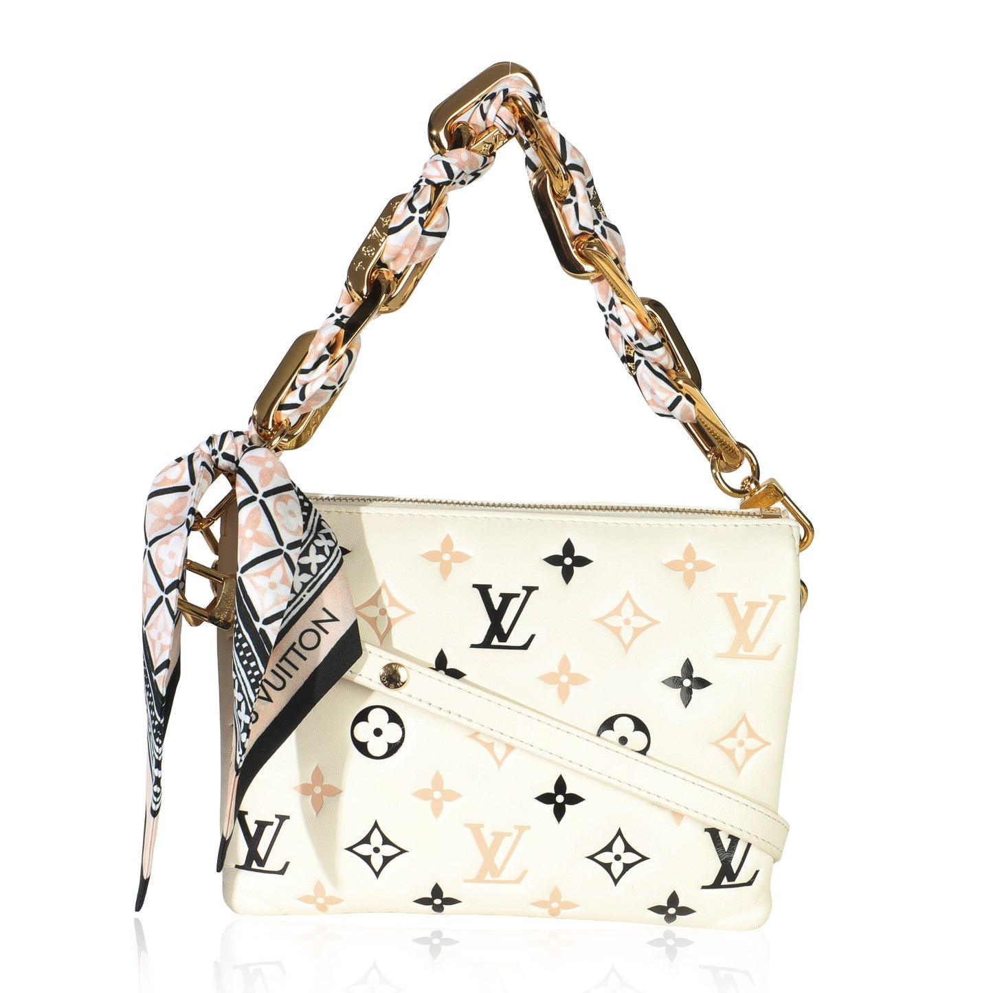 Louis Vuitton Beige Lambskin Embossed Monogram Tricolor By The Pool Coussin BB