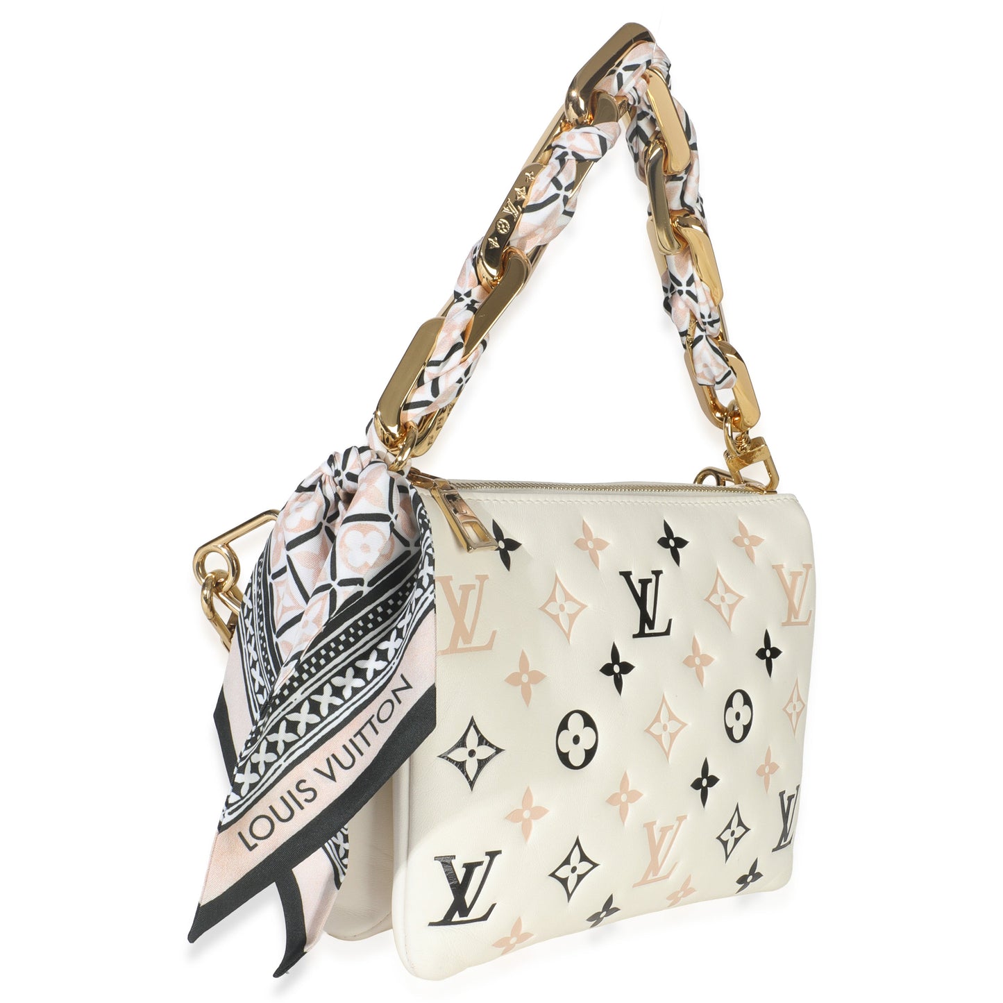 Louis Vuitton Beige Lambskin Embossed Monogram Tricolor By The Pool Coussin BB