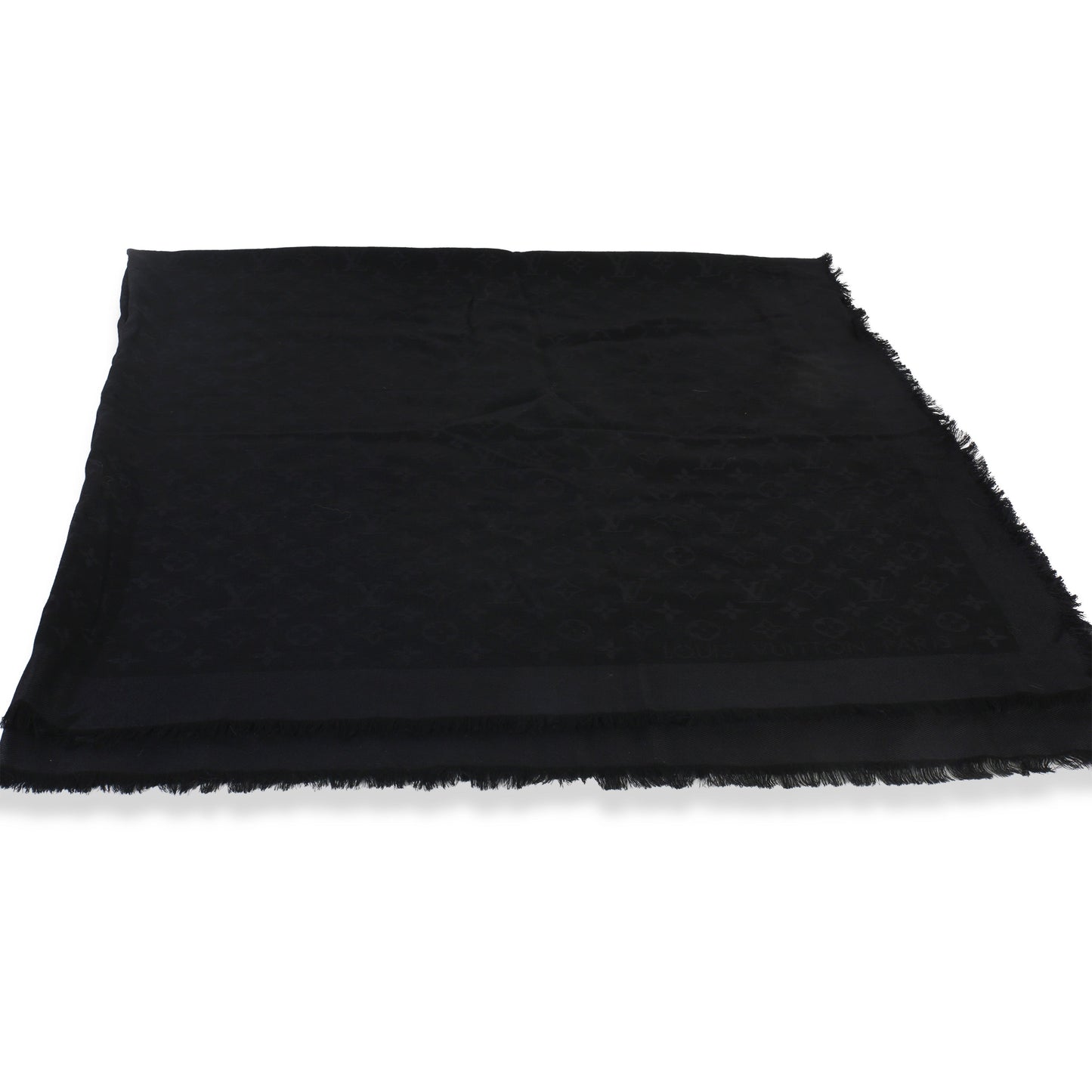 Louis Vuitton Black Silk Wool Monogram Shine Shawl
