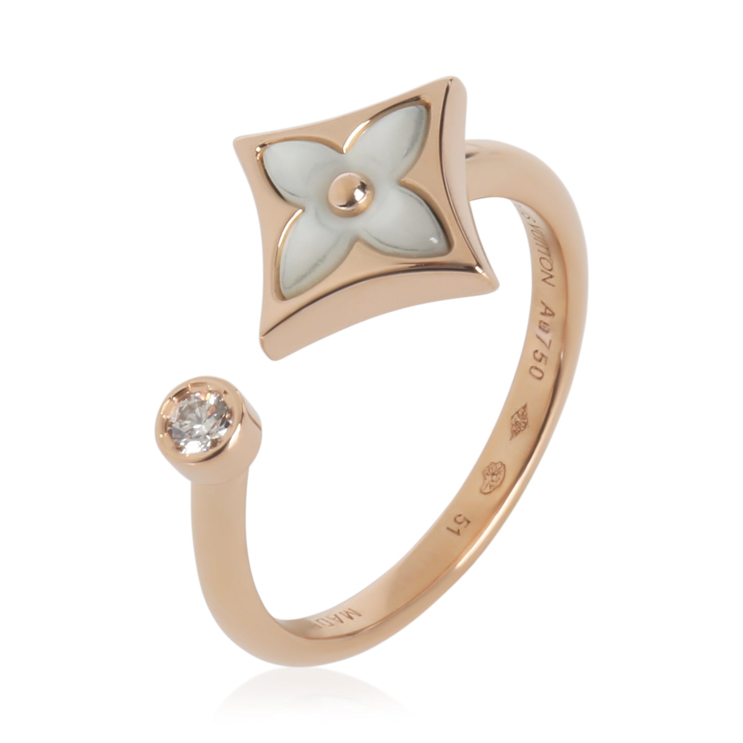 Louis Vuitton Rose Gold Mother Of Pearl and Diamond Color Blossom Ring